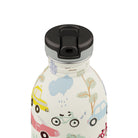 Butelka na wodę dla dzieci 24Bottles Adventure Friends – bezpieczna, lekka i szczelna butelka wielorazowa z matowym wykończeniem, wzór: pojazdy