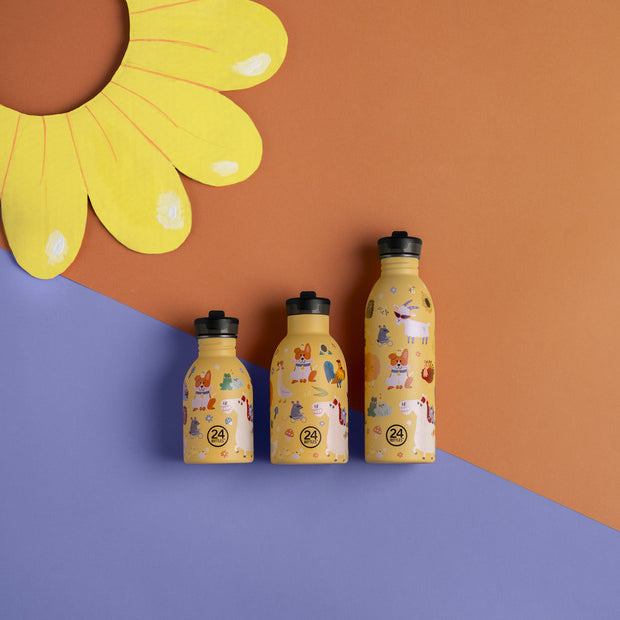 24Bottles Farm Friends – lekki żółty bidon ze stali nierdzewnej