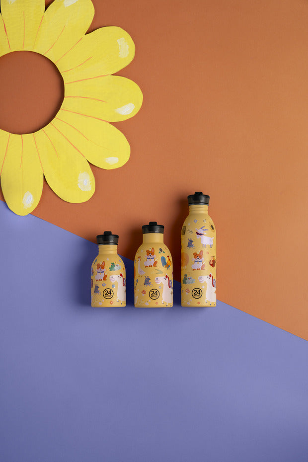 24Bottles Farm Friends – lekki żółty bidon ze stali nierdzewnej