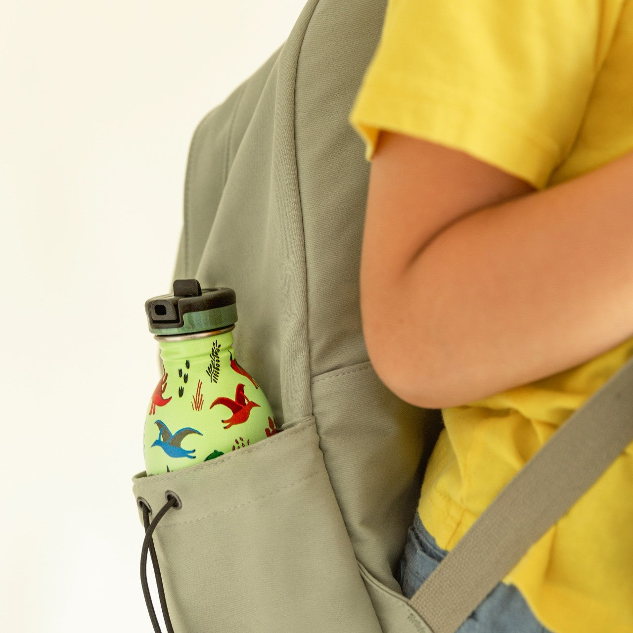 Butelka na wodę dla dzieci 24Bottles Jurassic Friends – bezpieczna, lekka i szczelna butelka wielorazowa z matowym wykończeniem, wzór: dinozaury