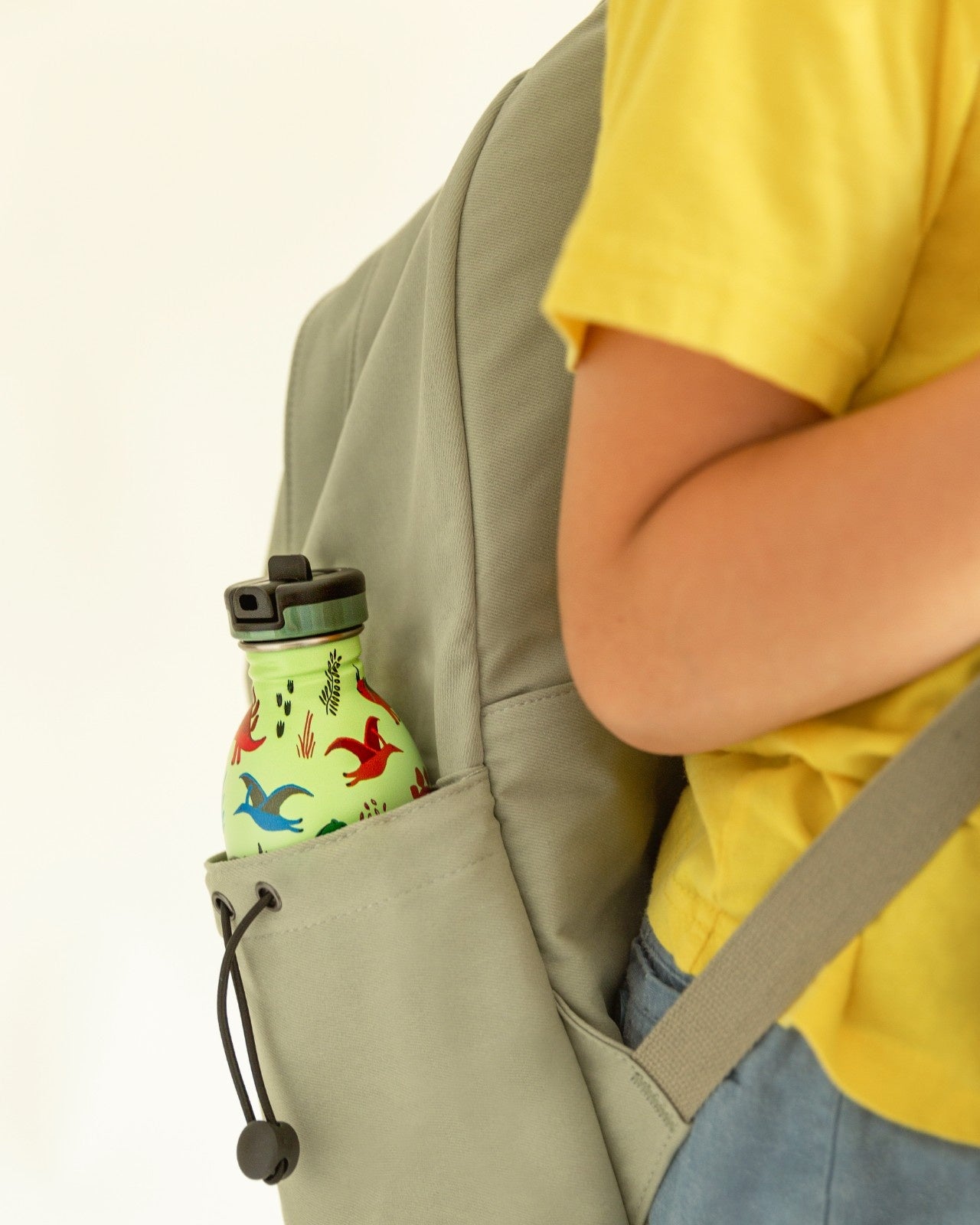 Butelka na wodę dla dzieci 24Bottles Jurassic Friends – bezpieczna, lekka i szczelna butelka wielorazowa z matowym wykończeniem, wzór: dinozaury