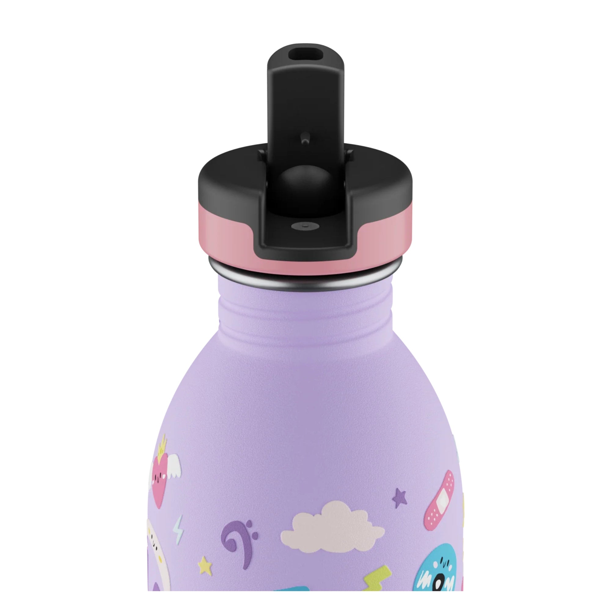 Butelka na wodę dla dzieci 24Bottles Music Friends – bezpieczna, lekka i szczelna butelka wielorazowa z matowym wykończeniem, wzór: instrumenty