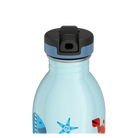 Butelka na wodę dla dzieci 24Bottles Sea Friends – bezpieczna, lekka i szczelna butelka wielorazowa z matowym wykończeniem, wzór: morze
