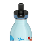 Butelka na wodę dla dzieci 24Bottles Sea Friends – bezpieczna, lekka i szczelna butelka wielorazowa z matowym wykończeniem, wzór: morze