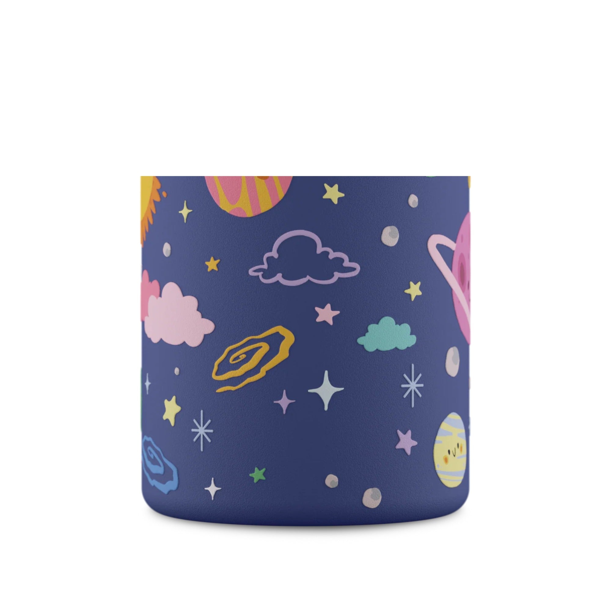 Butelka na wodę dla dzieci 24Bottles Space Friends – bezpieczna, lekka i szczelna butelka wielorazowa z matowym wykończeniem, wzór: kosmos