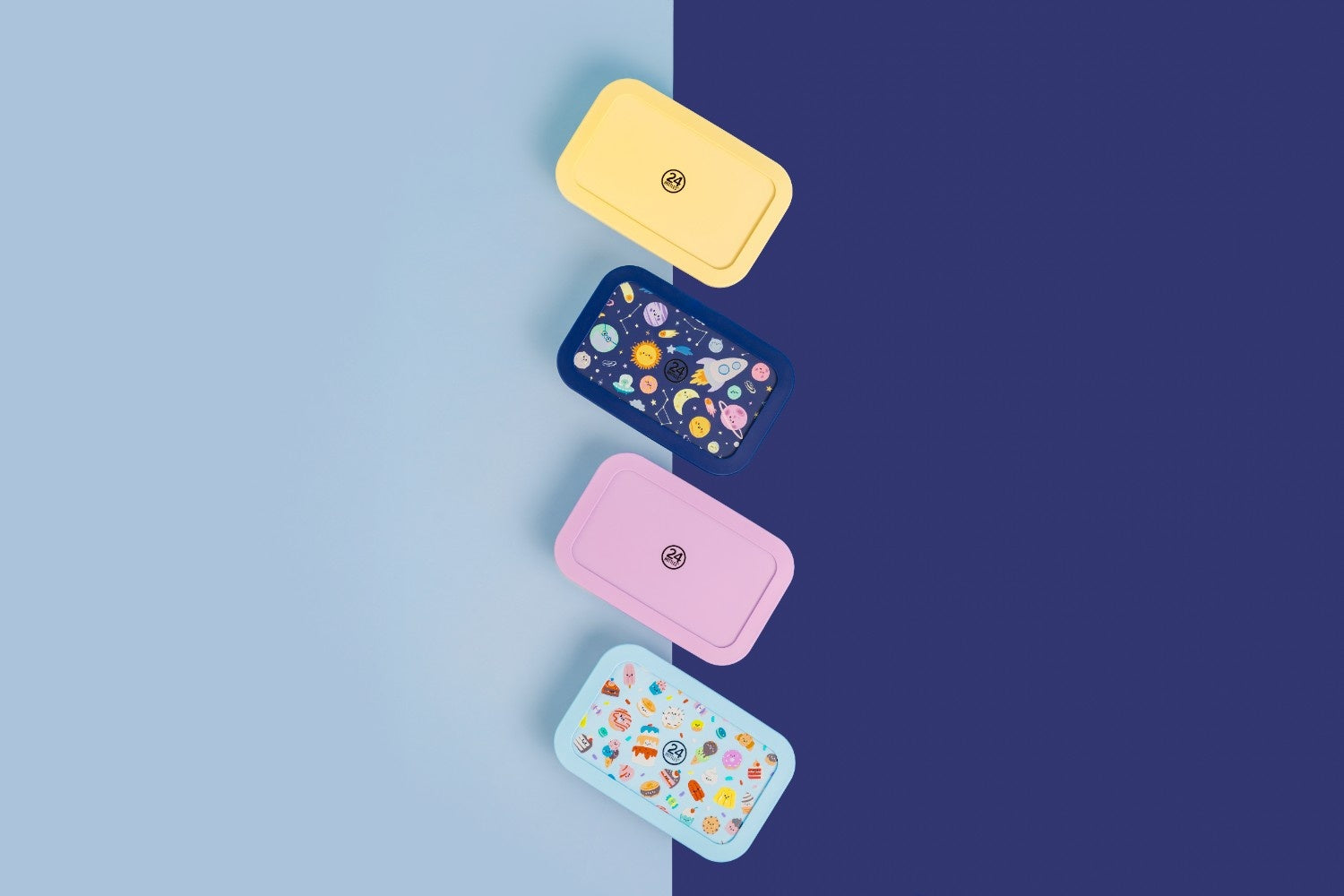 Butelka na wodę dla dzieci 24Bottles Space Friends – bezpieczna, lekka i szczelna butelka wielorazowa z matowym wykończeniem, wzór: kosmos