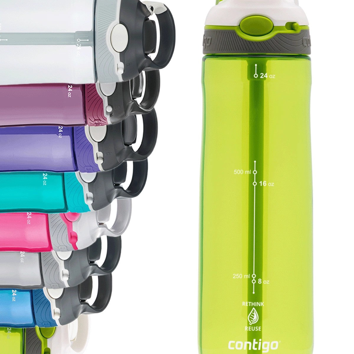 Contigo Ashland Citron – butelka z recyklingu, ze słomką i ustnikiem AutoSpout®, szczelna i bezpieczna, kolor: zielony