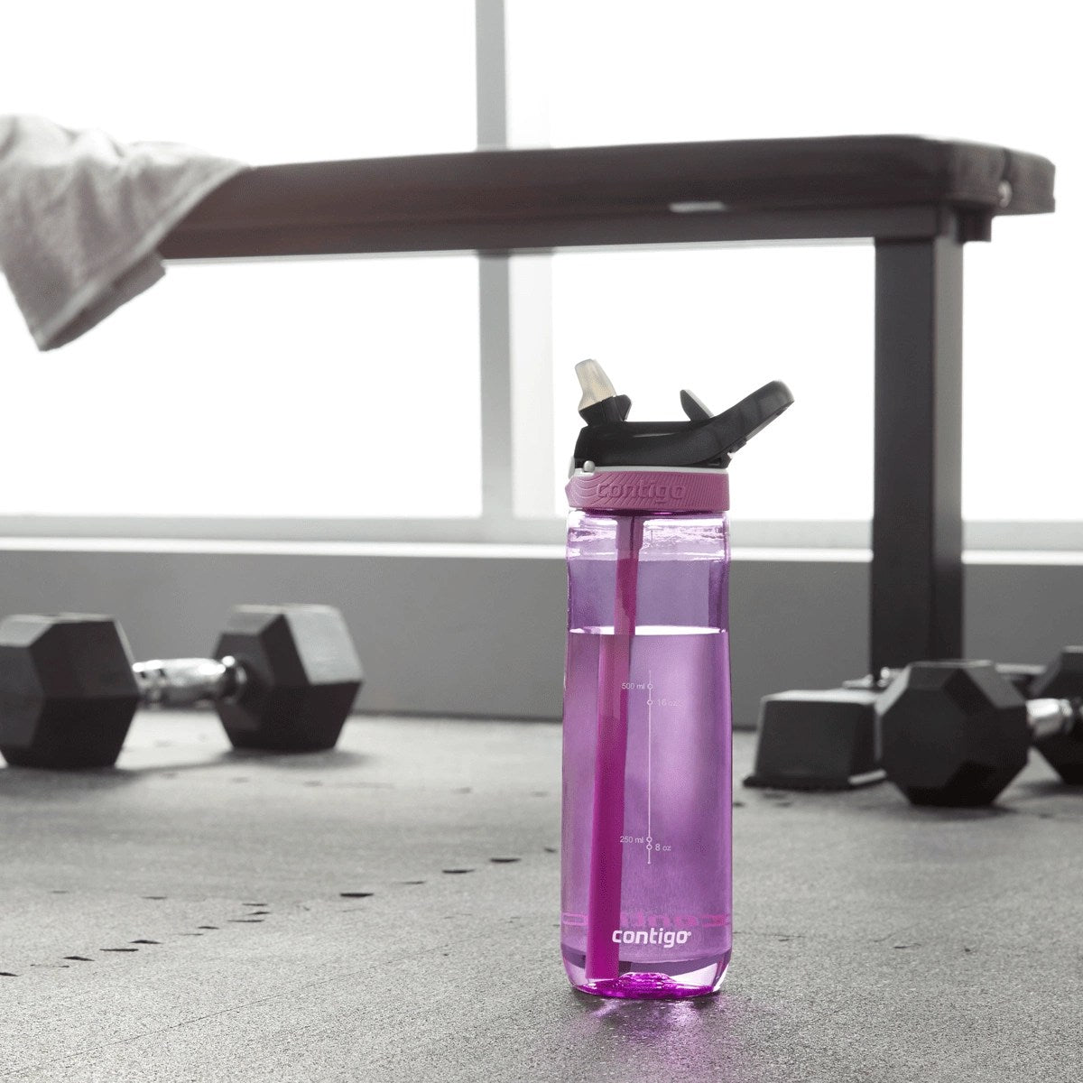 Contigo Ashland Grapevine – butelka z recyklingu, ze słomką i ustnikiem AutoSpout®, szczelna i bezpieczna, kolor: fioletowy