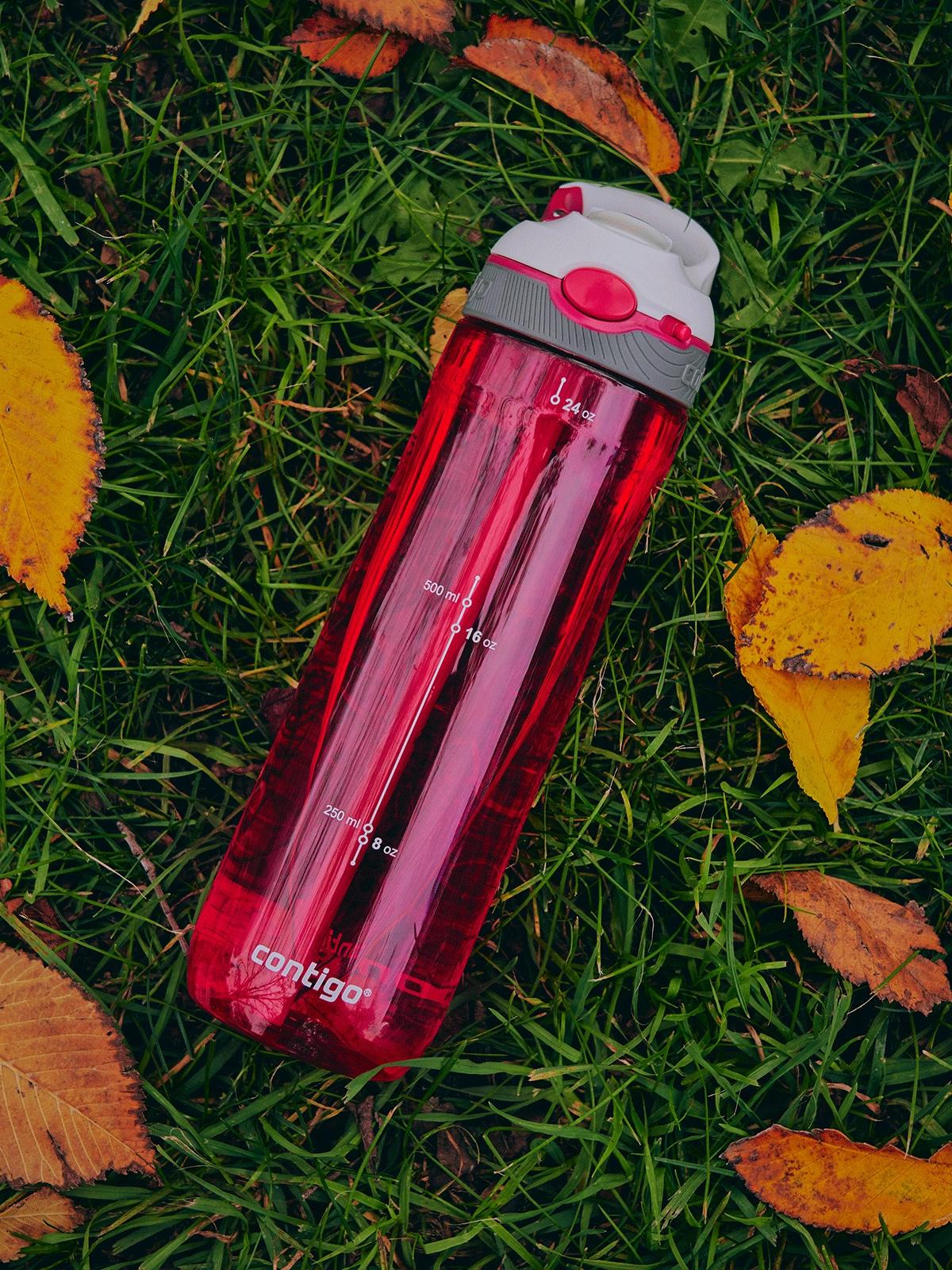 Contigo Ashland Sangria – butelka z recyklingu, ze słomką i ustnikiem AutoSpout®, szczelna i bezpieczna, kolor: różowy