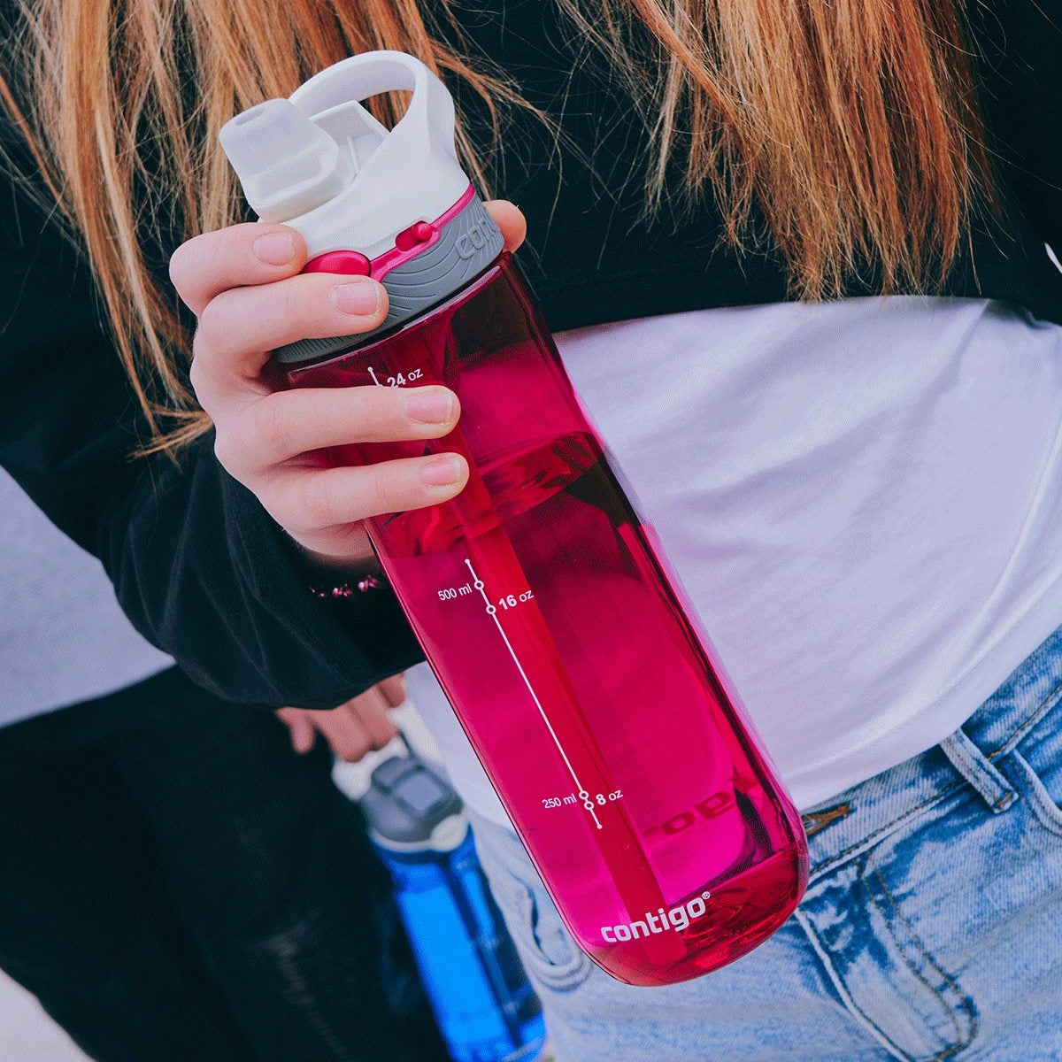 Contigo Ashland Sangria – butelka z recyklingu, ze słomką i ustnikiem AutoSpout®, szczelna i bezpieczna, kolor: różowy