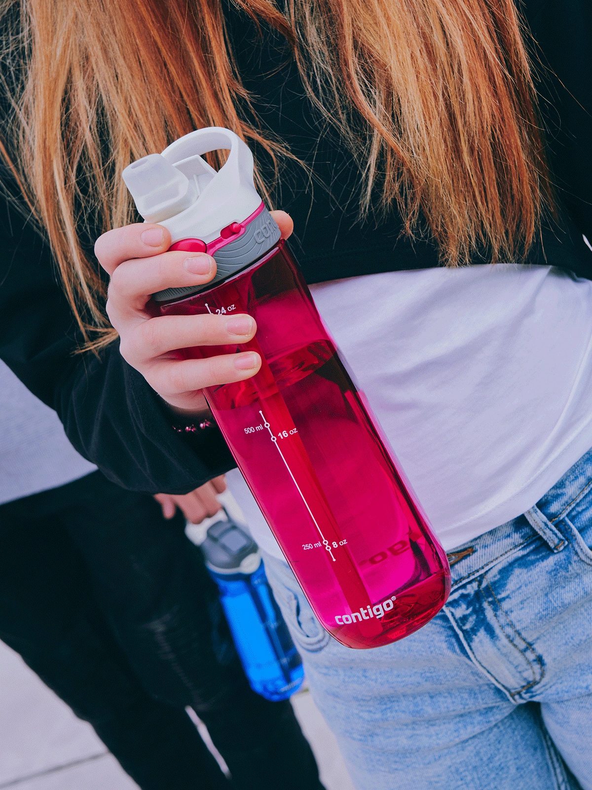 Contigo Ashland Sangria – butelka z recyklingu, ze słomką i ustnikiem AutoSpout®, szczelna i bezpieczna, kolor: różowy