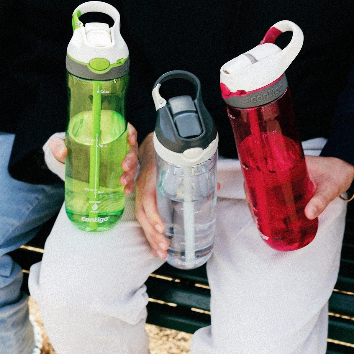 Contigo Ashland Sangria – butelka z recyklingu, ze słomką i ustnikiem AutoSpout®, szczelna i bezpieczna, kolor: różowy