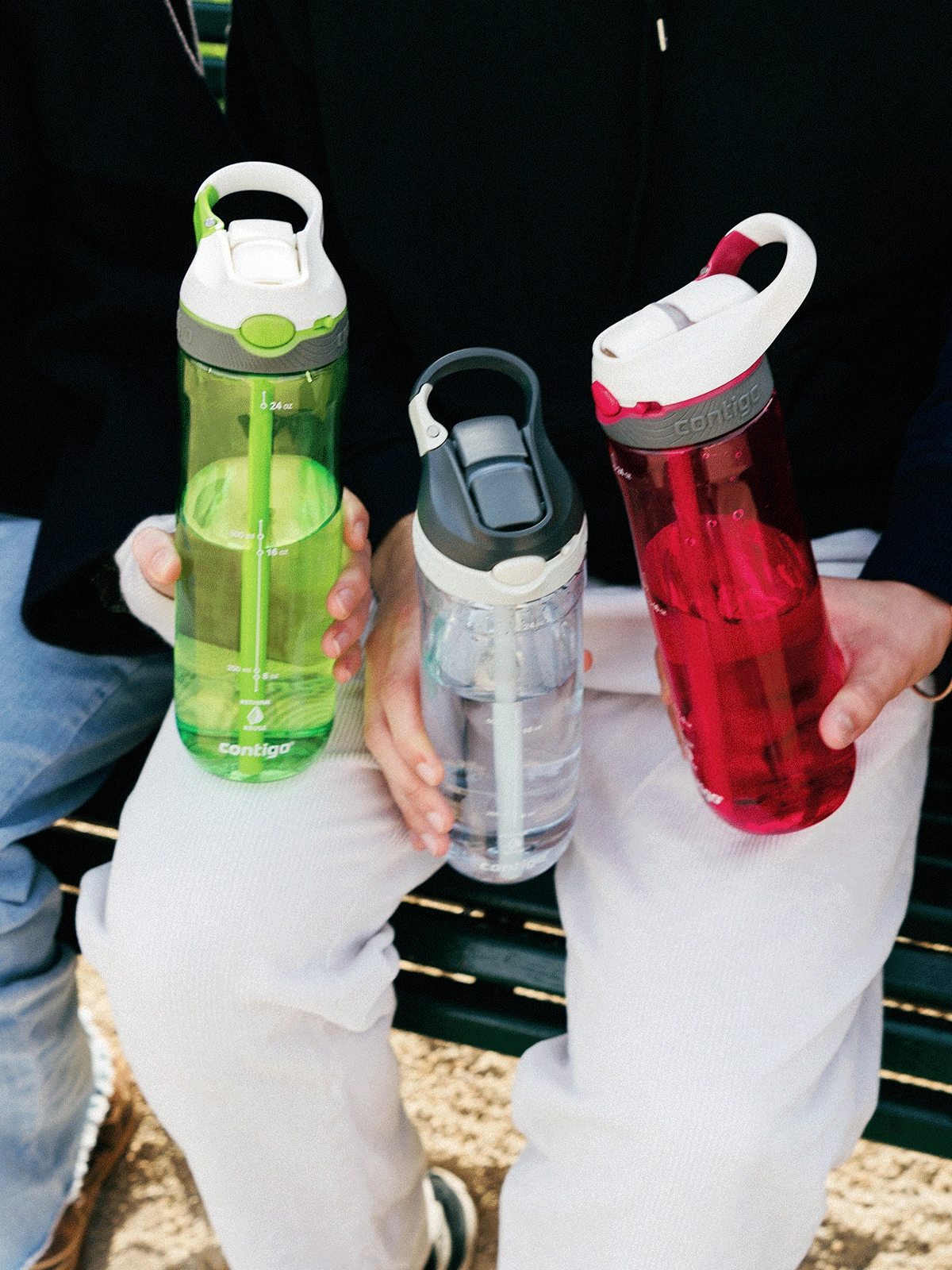 Contigo Ashland Sangria – butelka z recyklingu, ze słomką i ustnikiem AutoSpout®, szczelna i bezpieczna, kolor: różowy