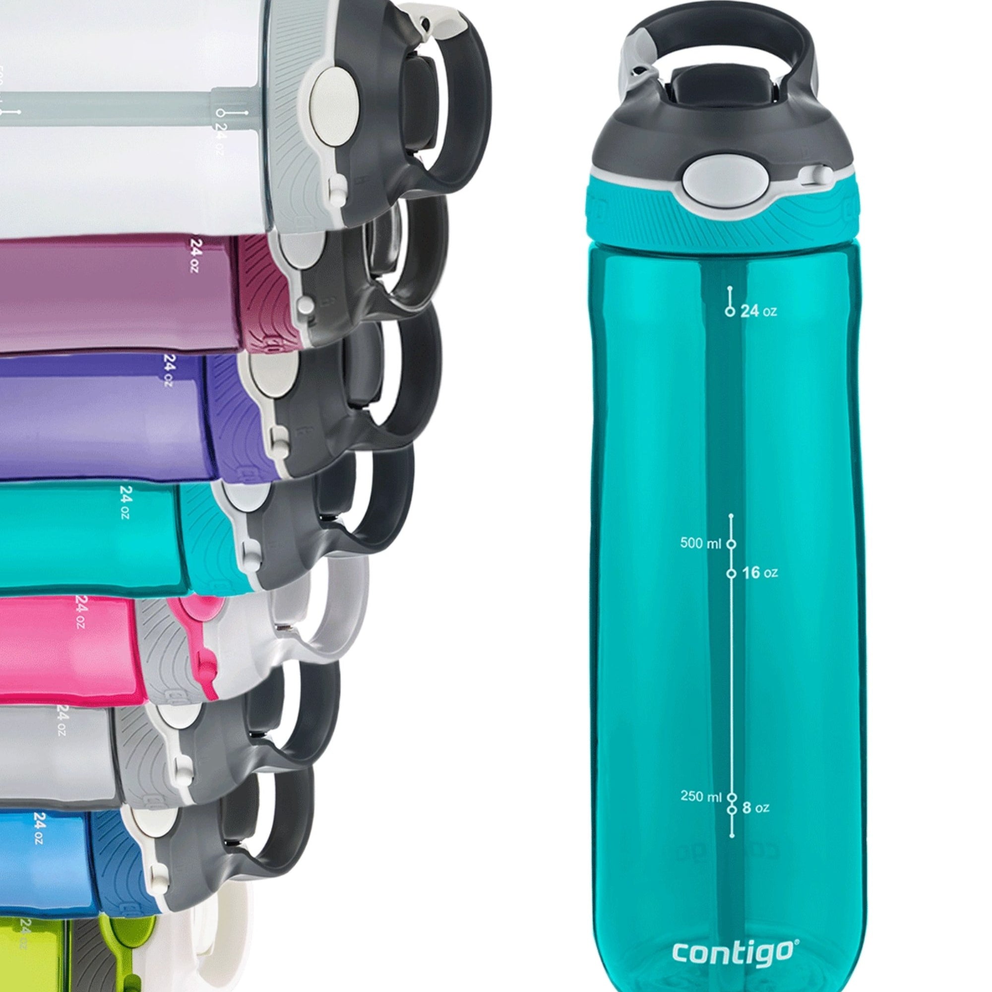 Contigo Ashland Scuba – butelka z recyklingu, ze słomką i ustnikiem AutoSpout®, szczelna i bezpieczna, kolor: turkusowy