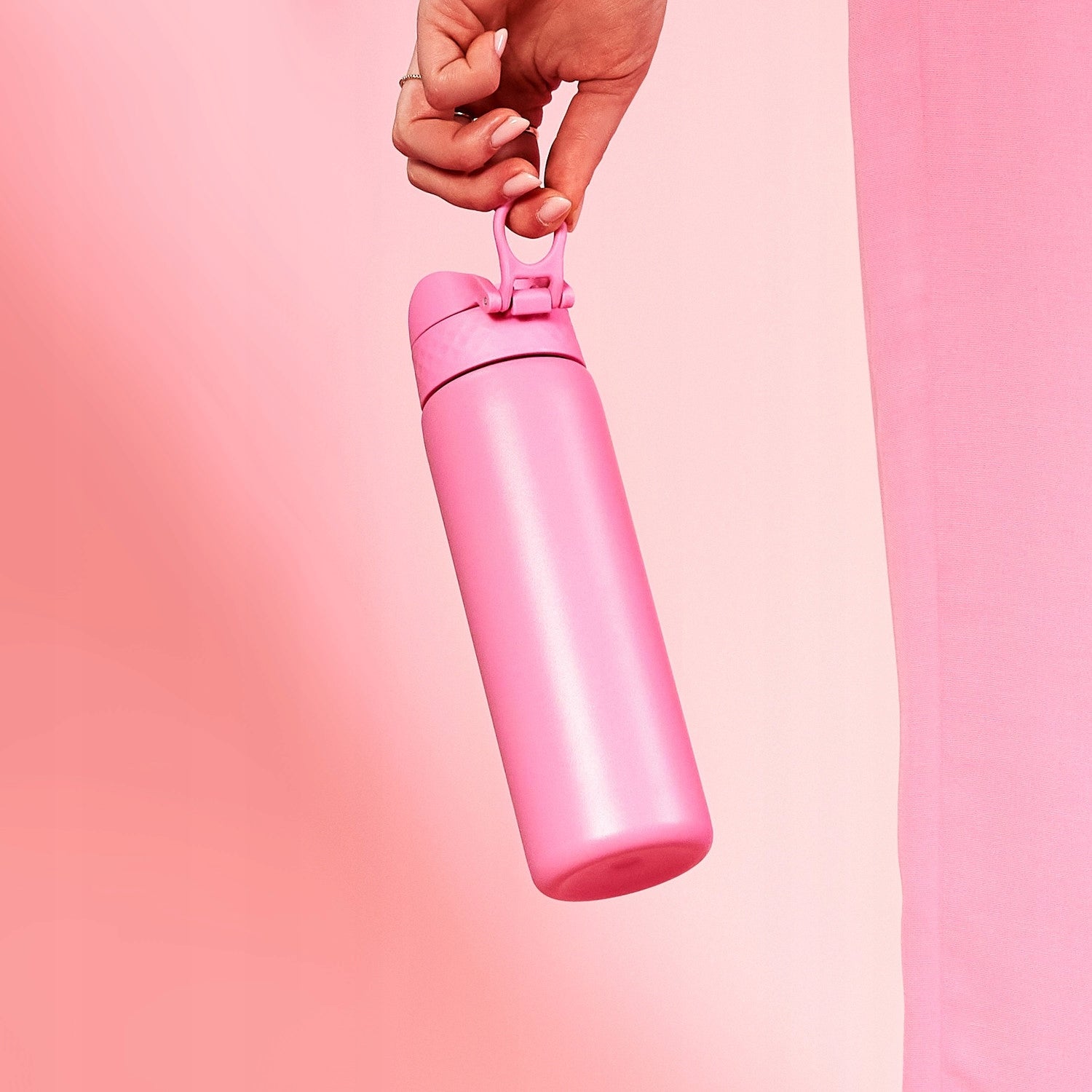 Butelka termiczna ION8 SLIM Rose Bloom - 500 ml, na ciepłe i zimne napoje, szczelna, ustnik pod nakrętką, stal nierdzewna, kolor: różowy