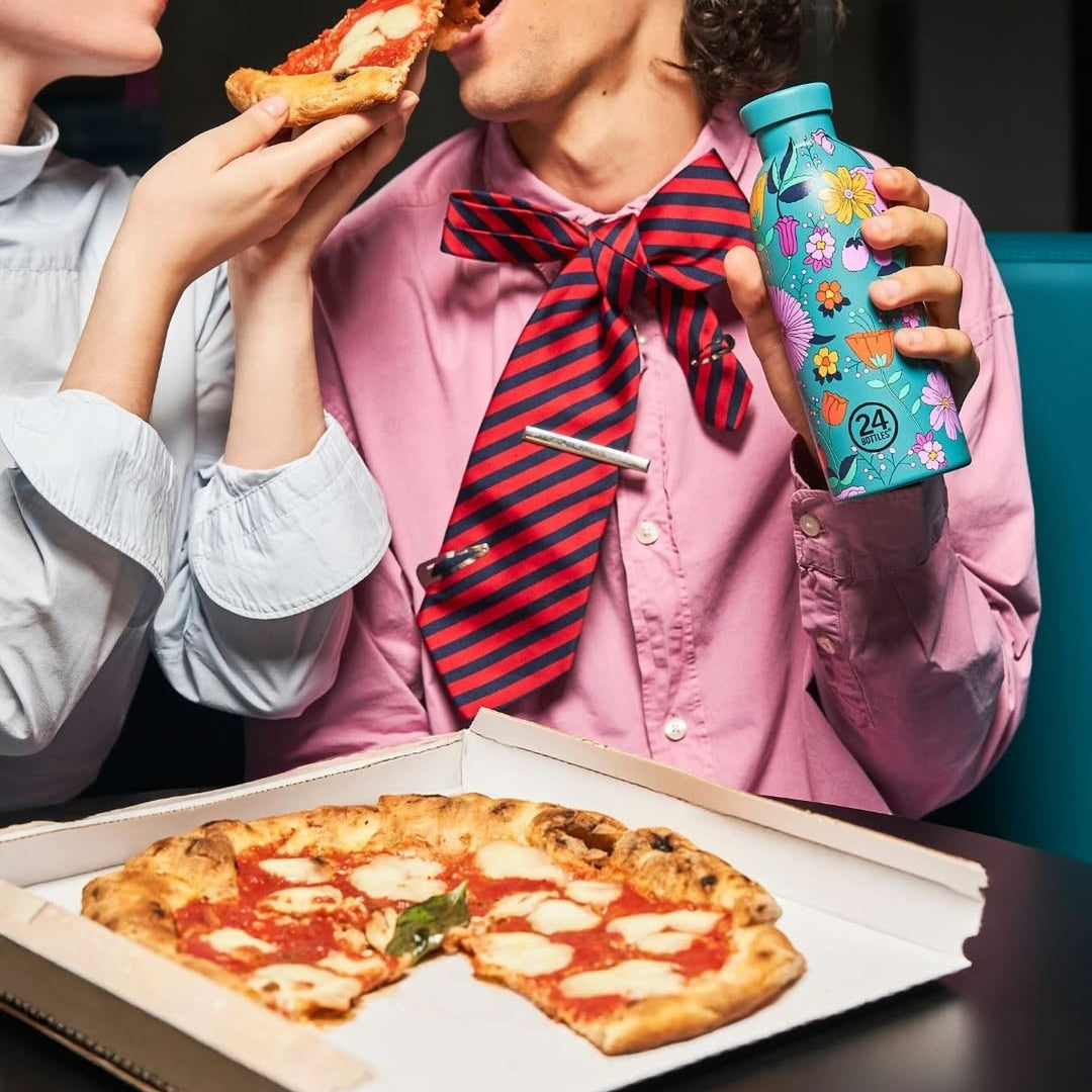 Butelka termiczna 24Bottles CLIMA– izolacja próżniowa, bez BPA, idealna do gorących i zimnych napojów, wzór: bloom bloom green