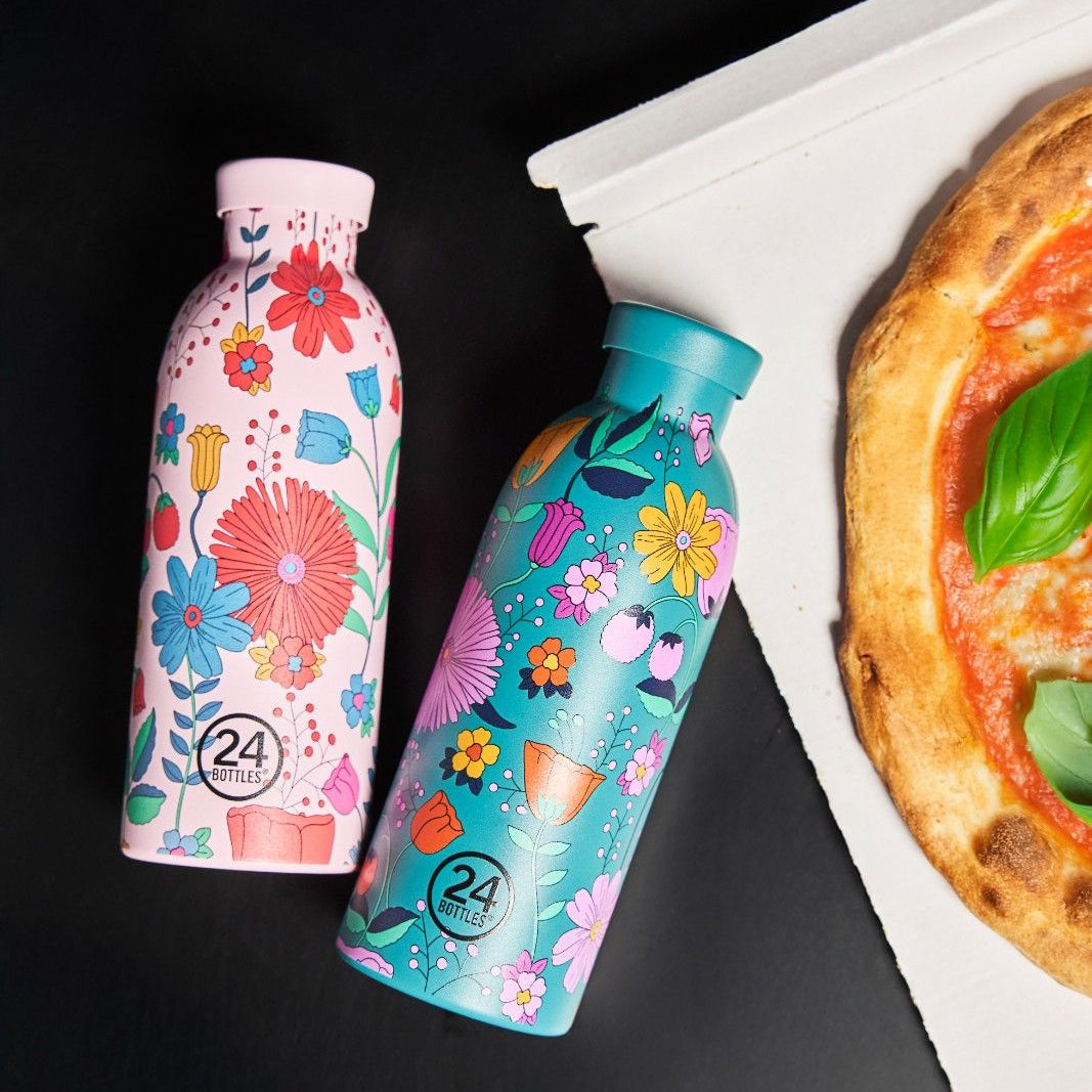 Butelka termiczna 24Bottles CLIMA– izolacja próżniowa, bez BPA, idealna do gorących i zimnych napojów, wzór: bloom bloom green