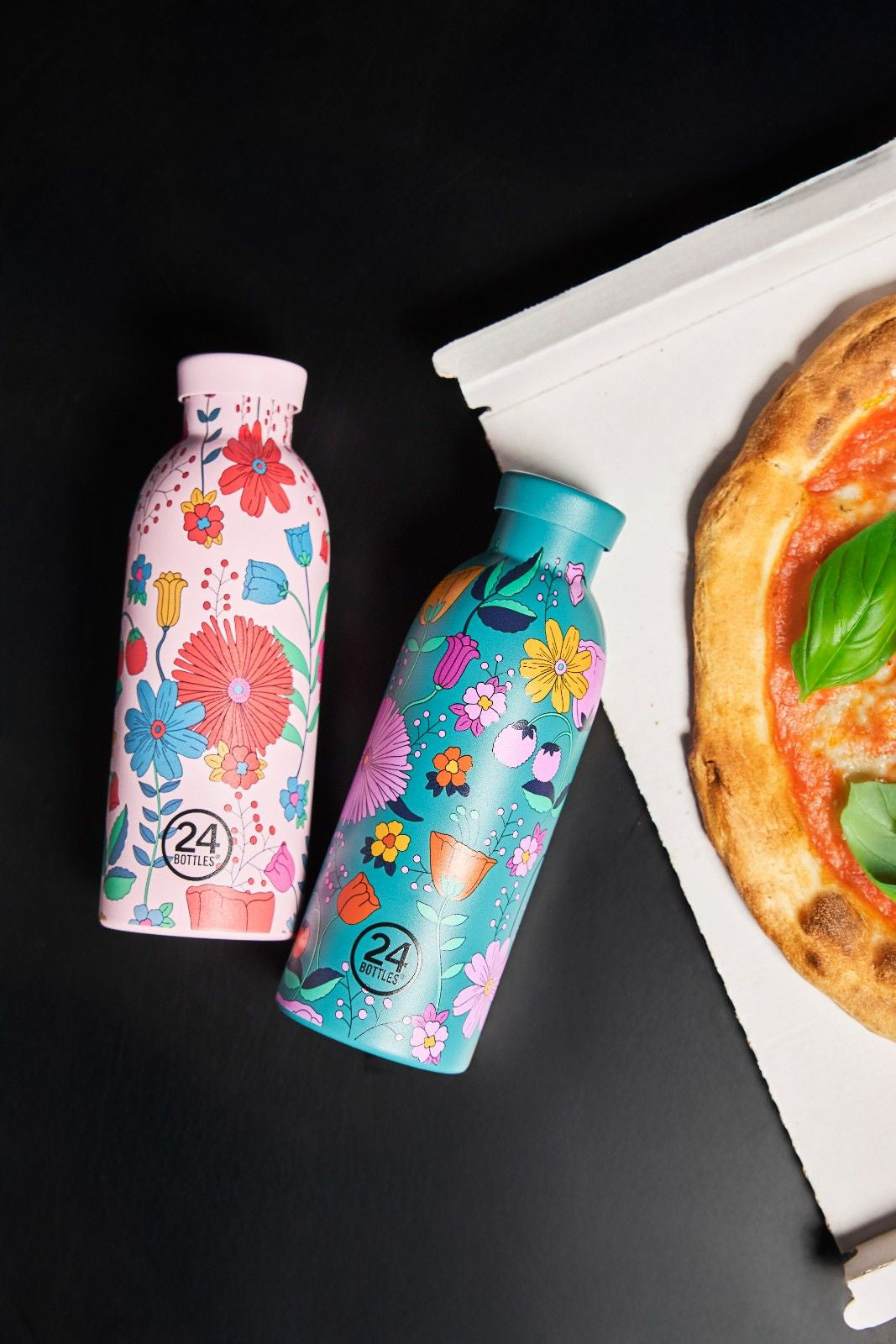 Butelka termiczna 24Bottles CLIMA– izolacja próżniowa, bez BPA, idealna do gorących i zimnych napojów, wzór: bloom bloom green