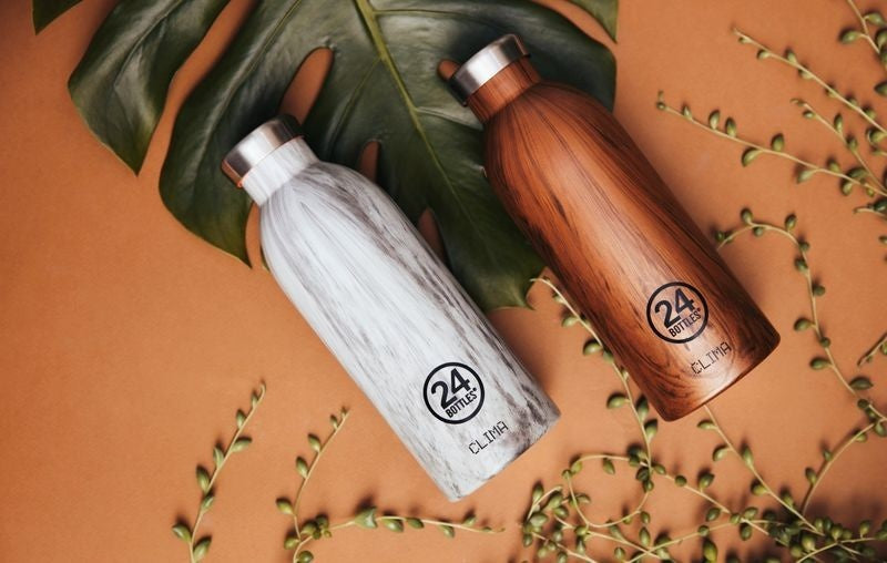 Butelka termiczna 24Bottles CLIMA– izolacja próżniowa, bez BPA, idealna do gorących i zimnych napojów, wzór: woodsequoia