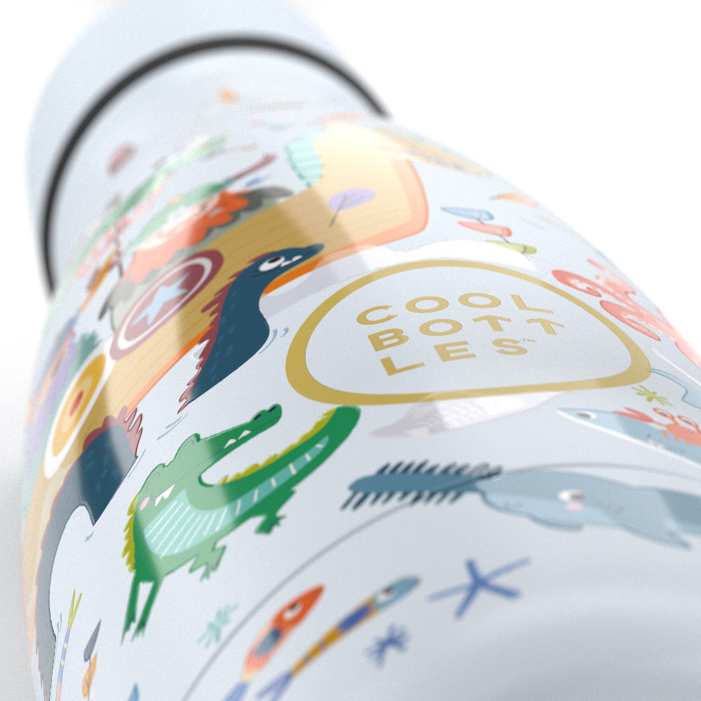 Cool Bottles Kids Brave Vikings – termiczna butelka dla dzieci, z ustnikiem, bez BPA, wzór: wikingowie