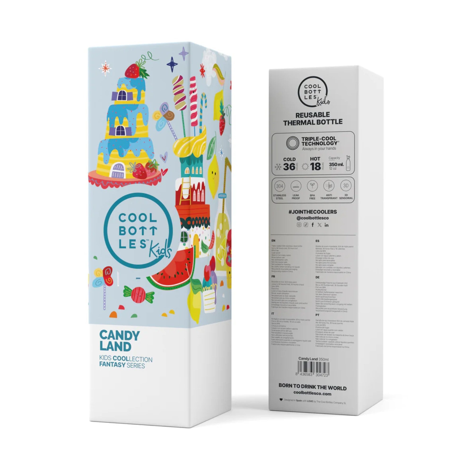 Cool Bottles Kids Candy Land – termiczna butelka dla dzieci, z ustnikiem, bez BPA, wzór: słodycze