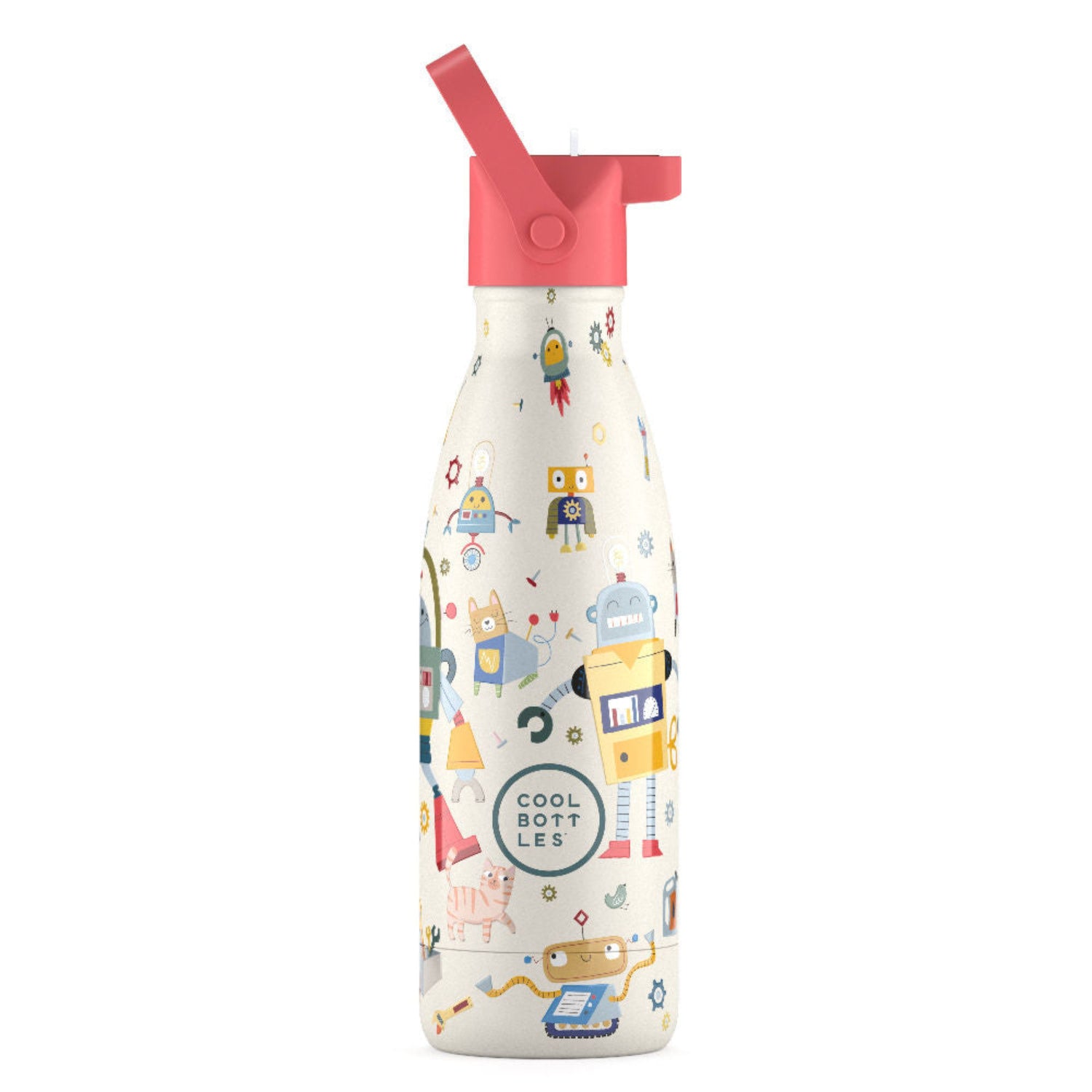 Cool Bottles Kids Messy Robots – termiczna butelka dla dzieci, z ustnikiem, bez BPA, wzór: roboty