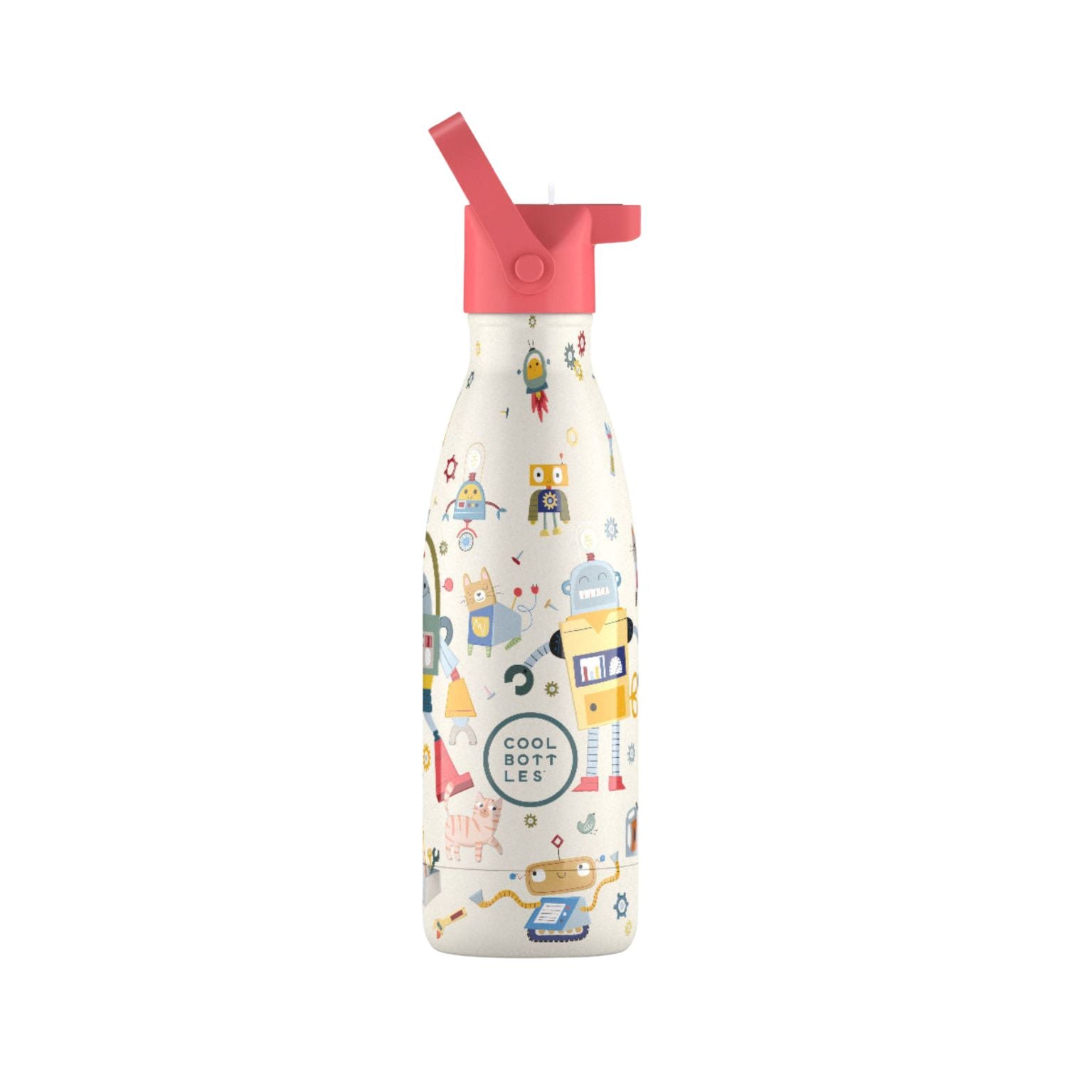 Cool Bottles Kids Messy Robots – termiczna butelka dla dzieci, z ustnikiem, bez BPA, wzór: roboty