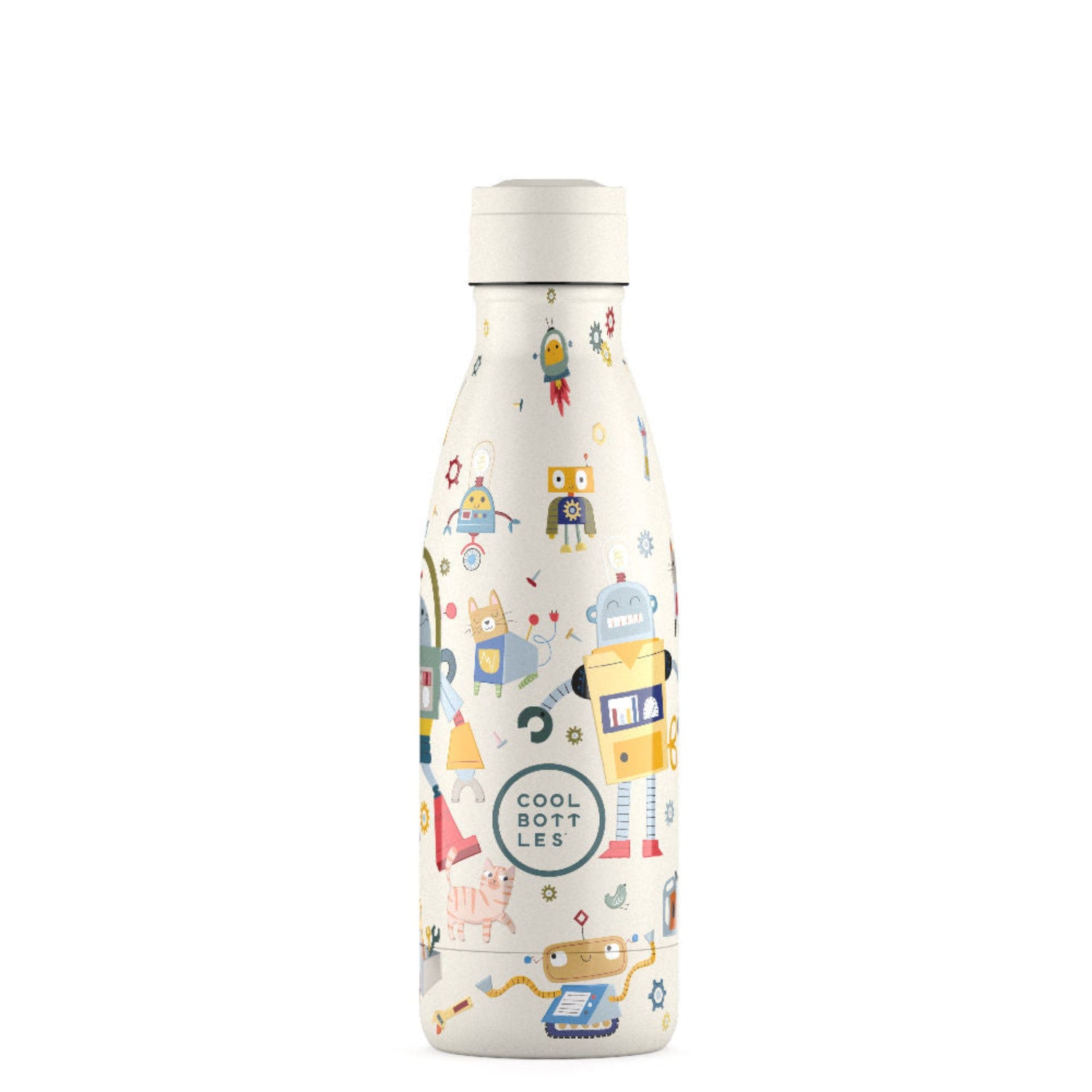 Cool Bottles Kids Messy Robots – termiczna butelka dla dzieci, z ustnikiem, bez BPA, wzór: roboty