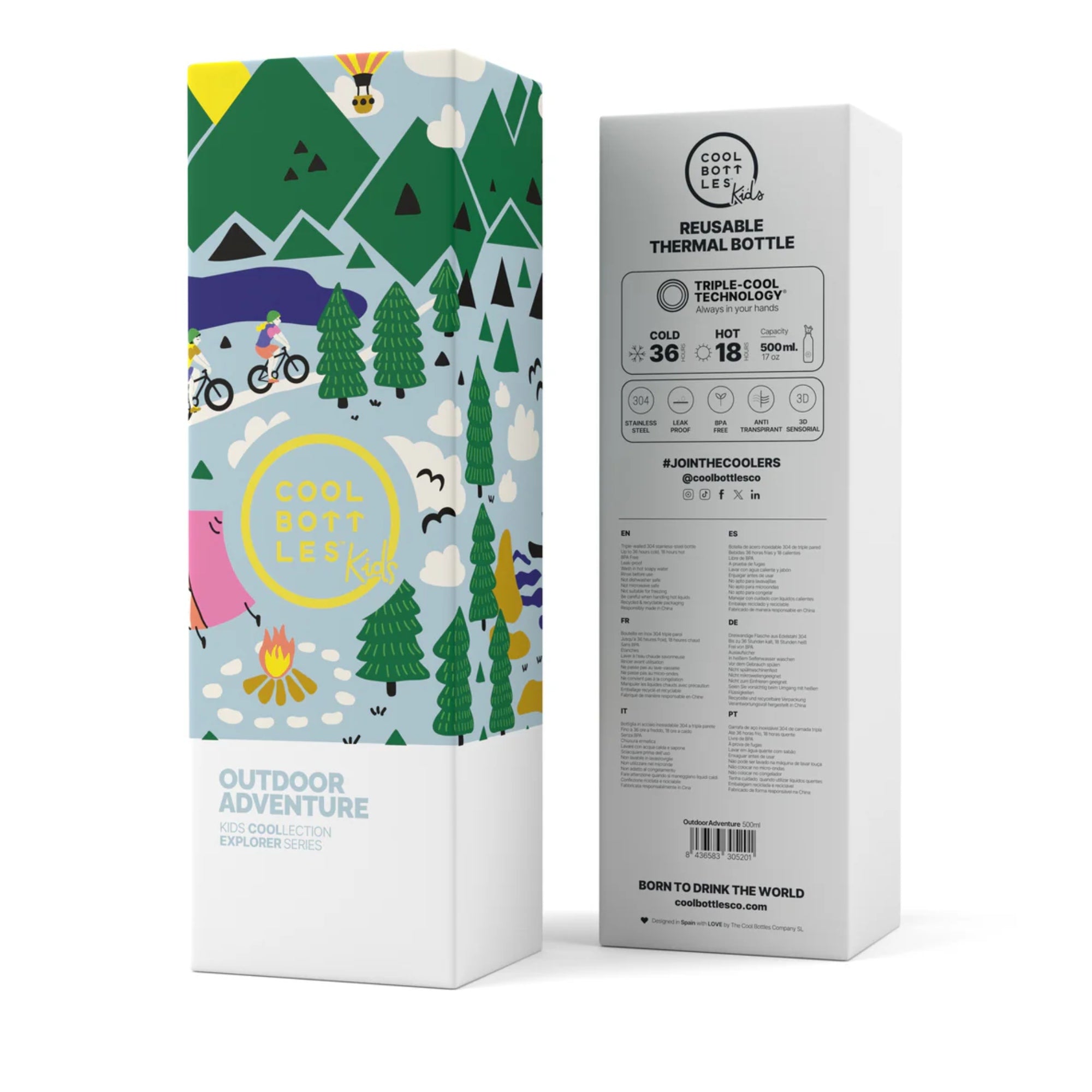 Cool Bottles Kids Outdoor Adventure– termiczna butelka dla dzieci, z ustnikiem, bez BPA, kolor: zielony