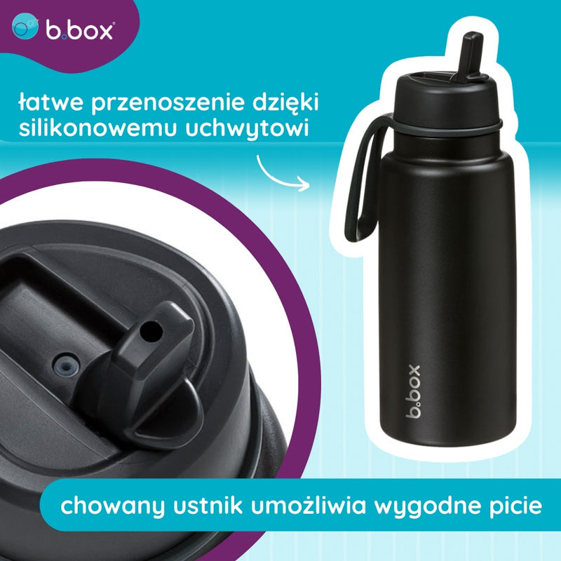 Butelka termiczna z ustnikiem B.BOX – potrójna izolacja, ustnik i wygodny uchwyt, kolor: czarny