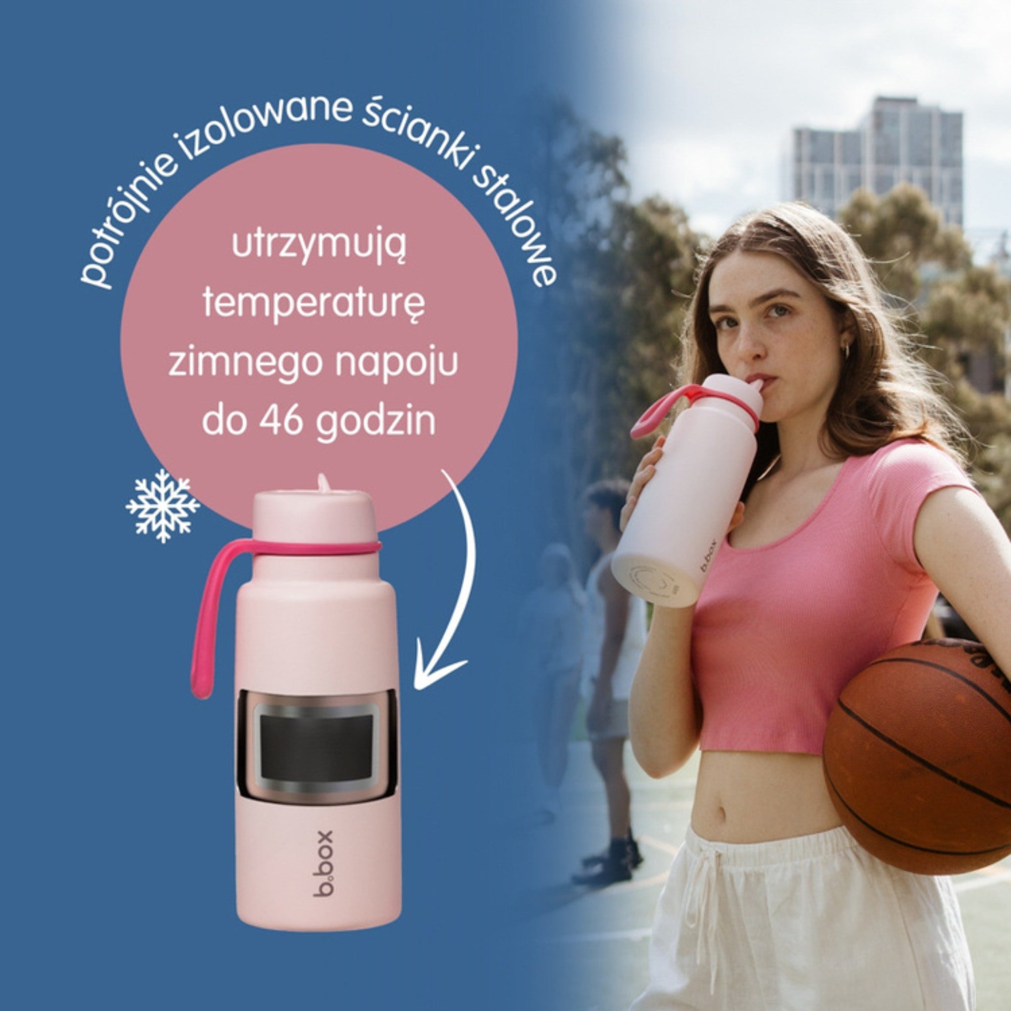 Butelka termiczna B.box Spearmint 1L – chłód do 46 h, składany ustnik, idealna na co dzień i w podróży, kolor: miętowy