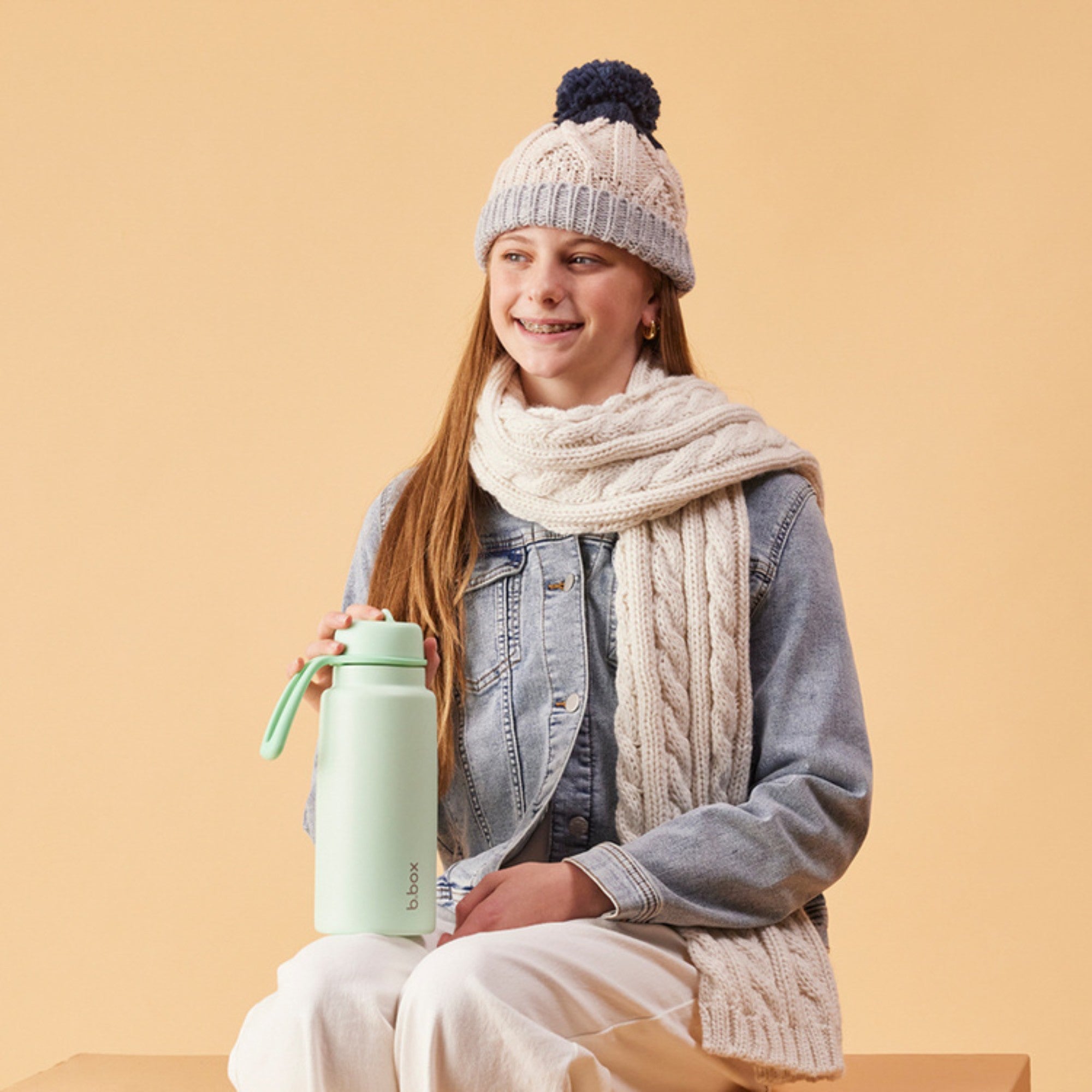 Butelka termiczna B.box Spearmint 1L – chłód do 46 h, składany ustnik, idealna na co dzień i w podróży, kolor: miętowy