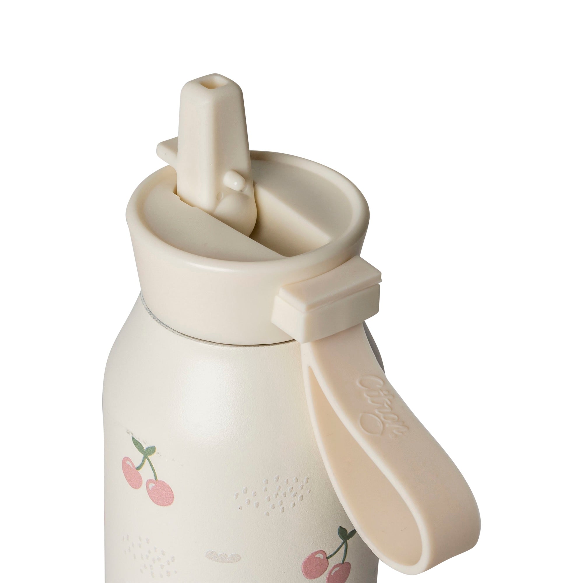 Citron butelka Cherry 500 ml dziecięca, termiczna, stal nierdzewna, szczelna, z elastyczną słomką