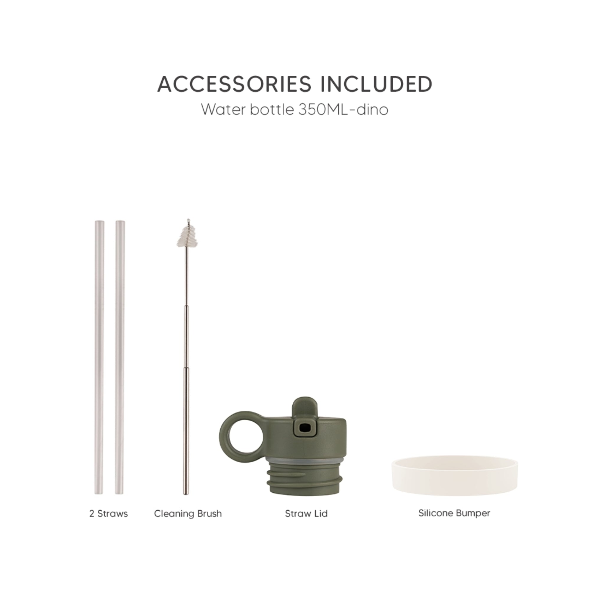 Citron butelka termiczna Dino Green 350 ml dziecięca, zielona, stal nierdzewna, szczelna, z elastyczną słomką