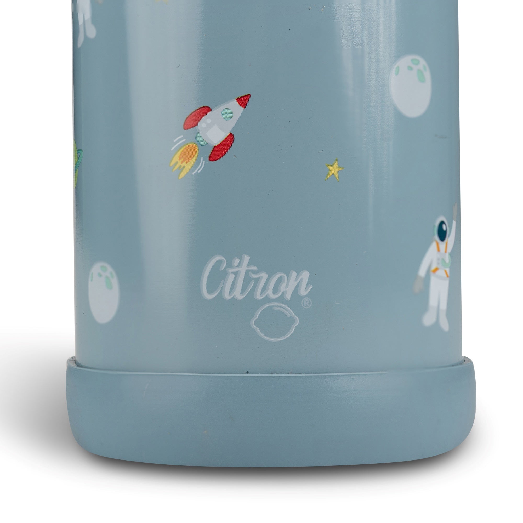 Citron butelka termiczna Spaceship Dusty Blue 350 ml dziecięca, niebieska, stal nierdzewna, szczelna, z elastyczną słomką