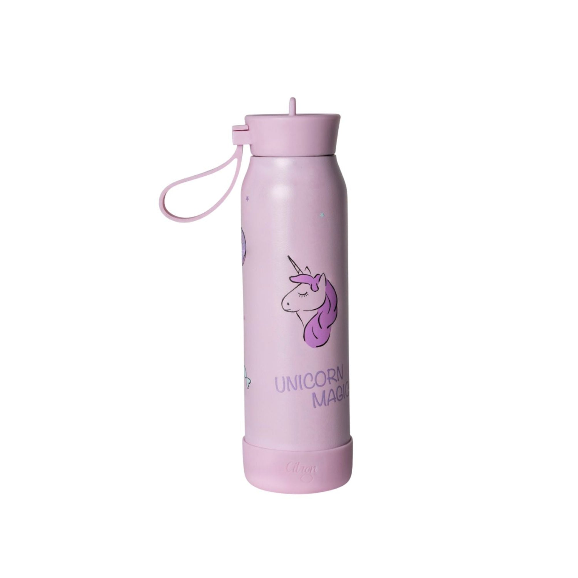 Citron butelka Stormy Unicorn 350 ml dziecięca, termiczna, stal nierdzewna, szczelna, z elastyczną słomką