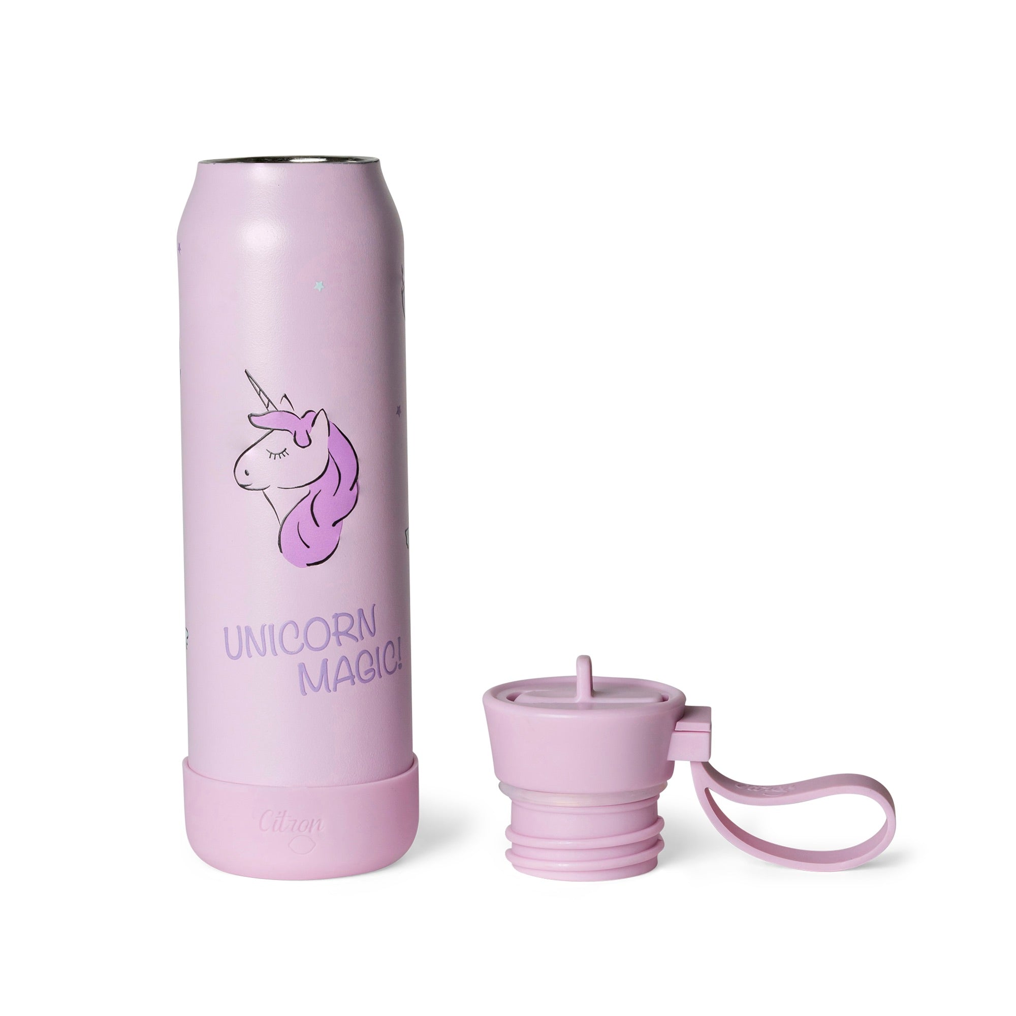 Citron butelka Stormy Unicorn 350 ml dziecięca, termiczna, stal nierdzewna, szczelna, z elastyczną słomką