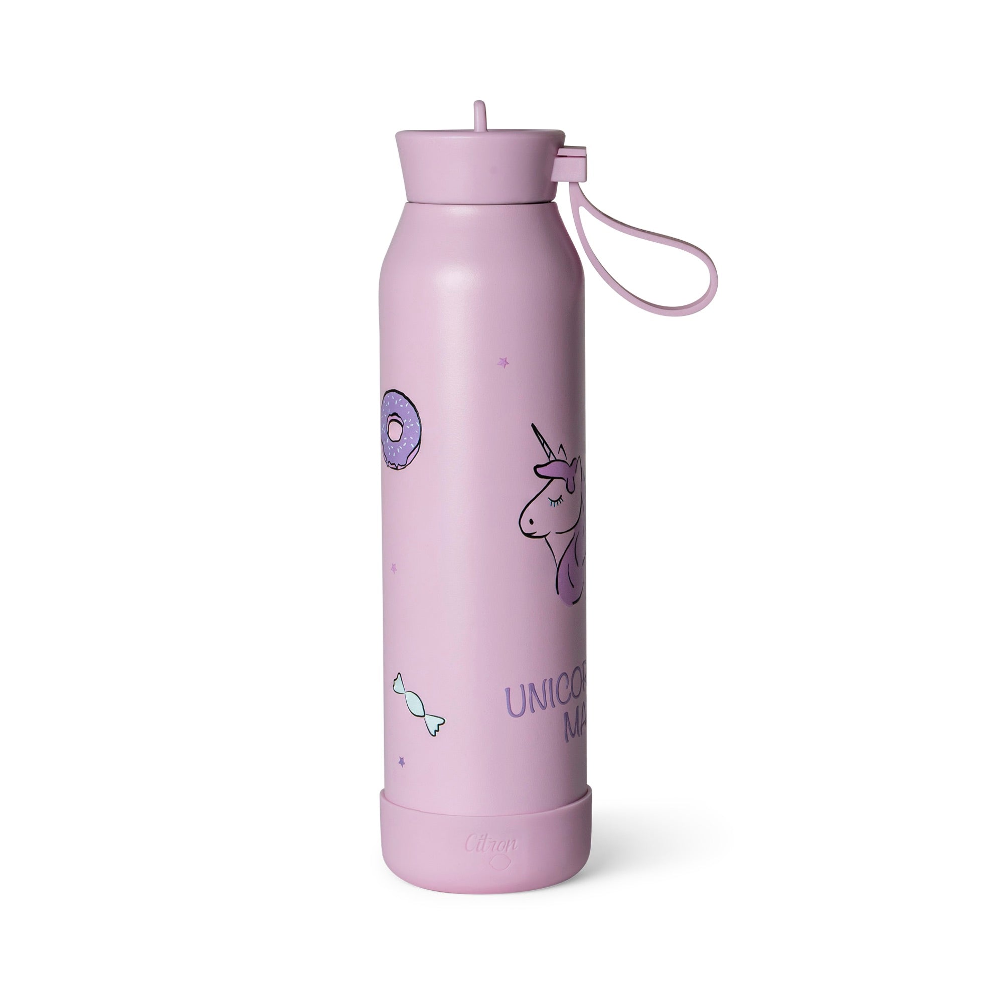 Citron butelka Stormy Unicorn 500 ml dziecięca, termiczna, stal nierdzewna, szczelna, z elastyczną słomką