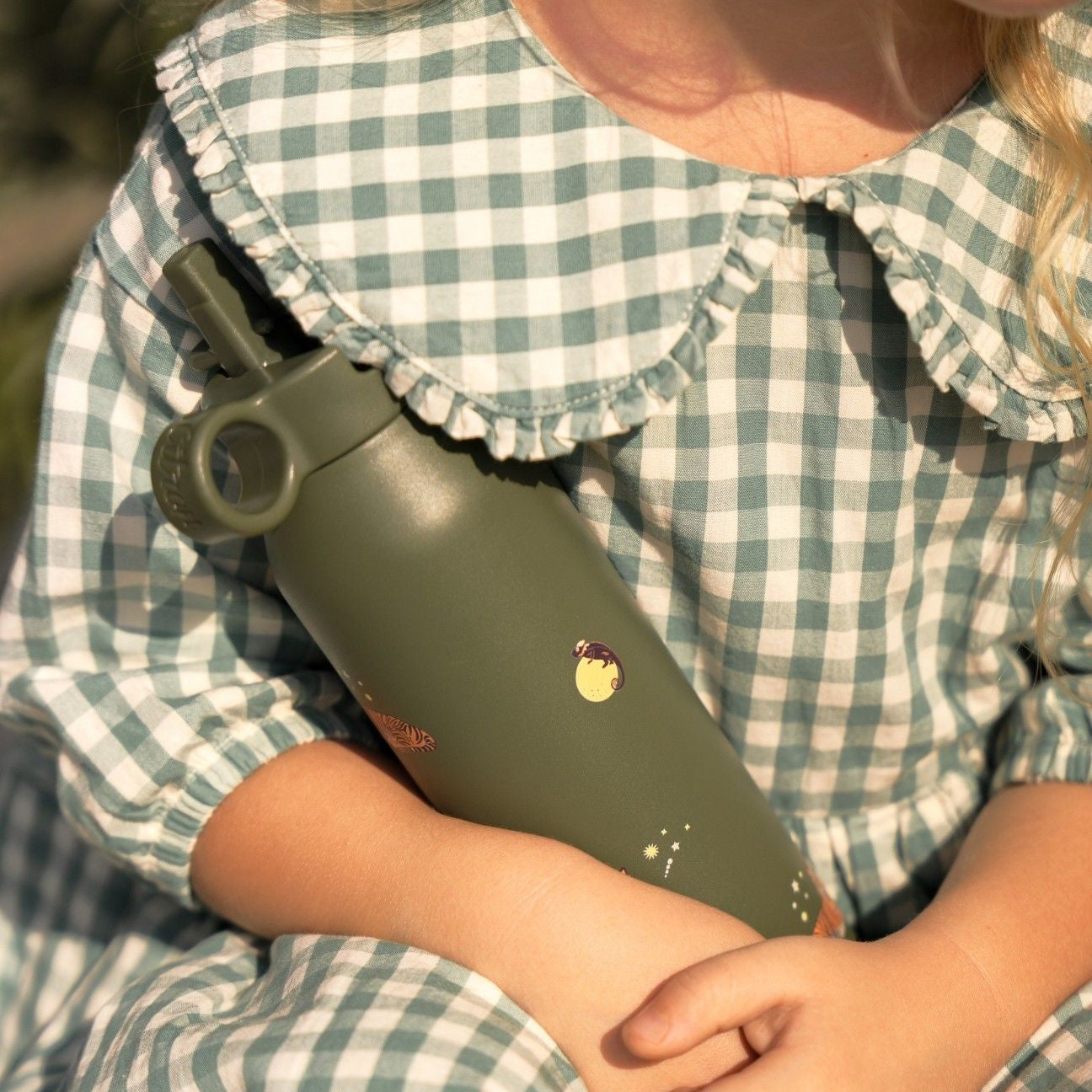 Citron butelka Tiger 500 ml dziecięca, termiczna, zielona, stal nierdzewna, szczelna, z elastyczną słomką