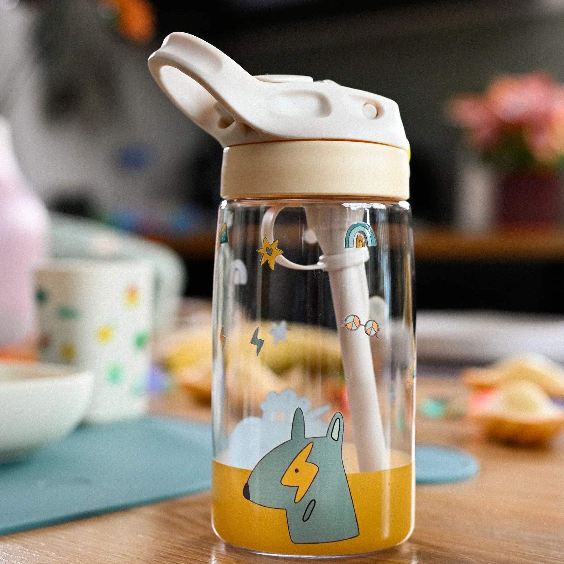 The Cotton Cloud Funky Dogs 480 ml – bidon dla dzieci, odporny na upadki, lekki i wygodny w użyciu, wzór: pieski