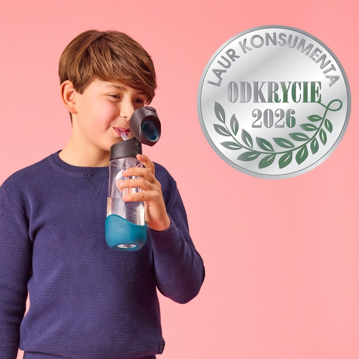 b.box Night Vision 600 ml – sportowy bidon ze słomką do szkoły i na rower
