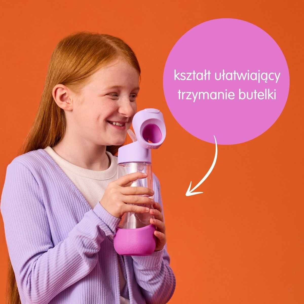 Duża butelka na wodę b.box 0,6 l Sugar Plum z uchwytem do przenoszenia