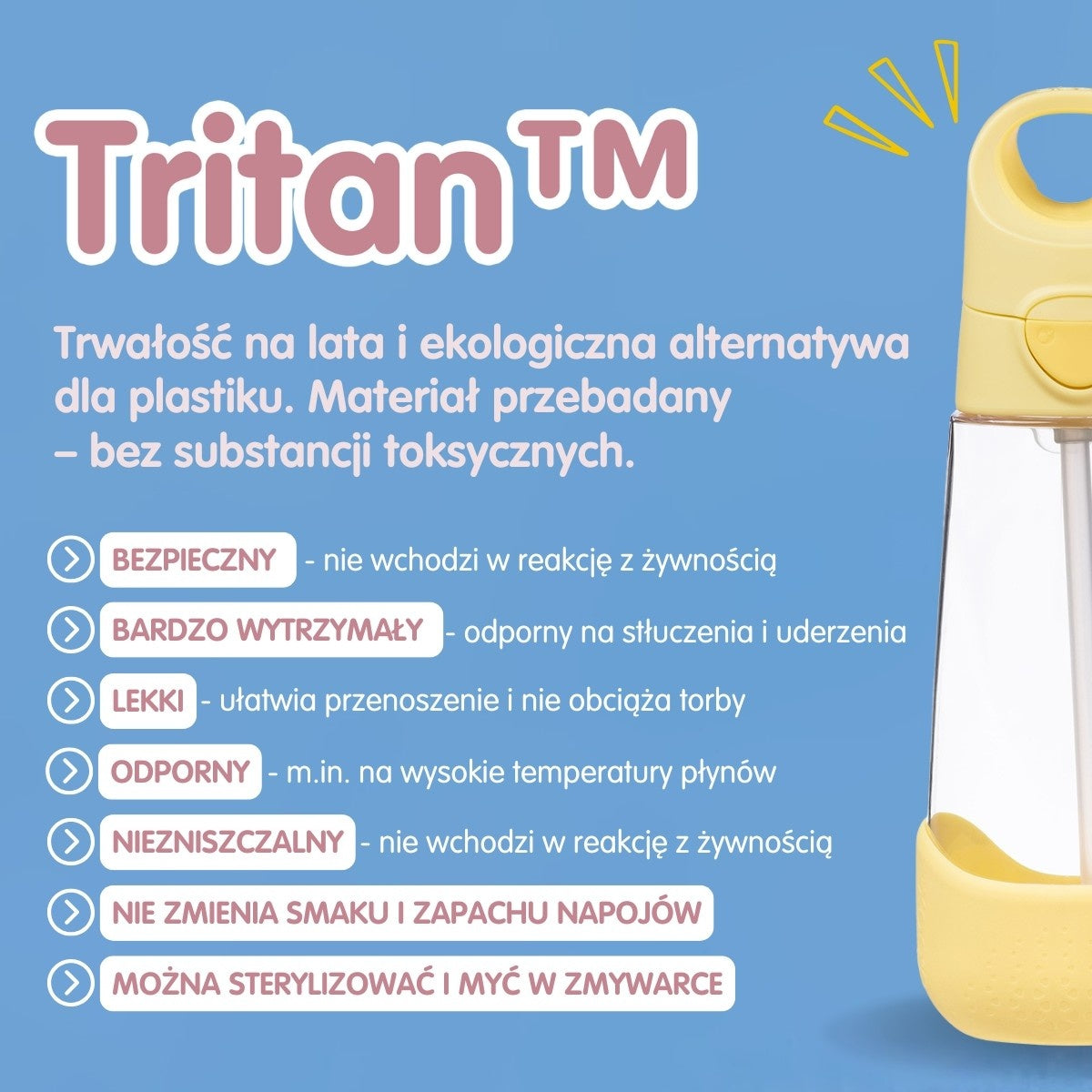 Lekki fioletowo-różowy bidon b.box 0,6 l na wycieczki i zajęcia sportowe
