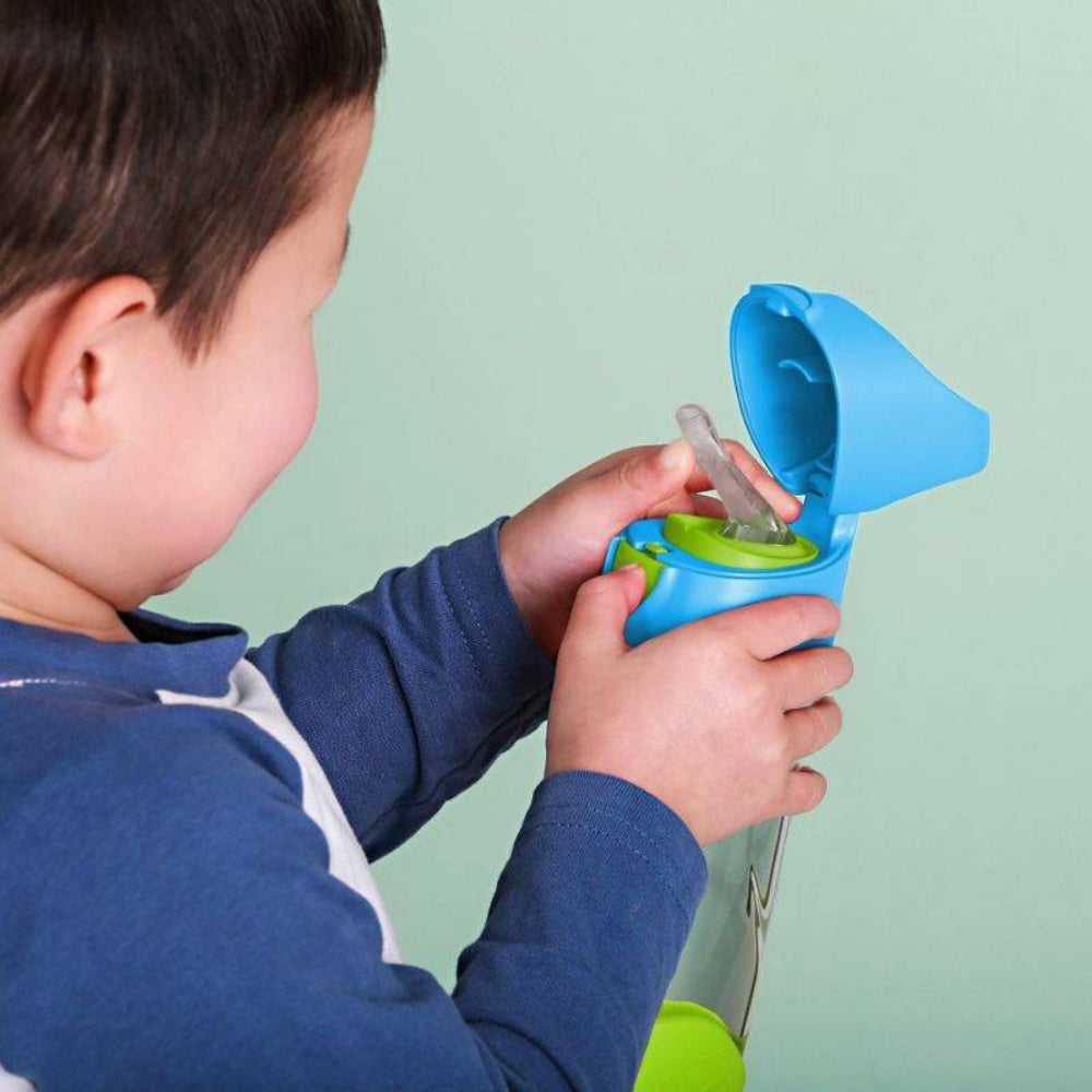 Butelka tritanowa ze słomką B.Box Indigo Rose– szczelna, z silikonową słomką i zamknięciem na przycisk, kolor: granatowy/różowy