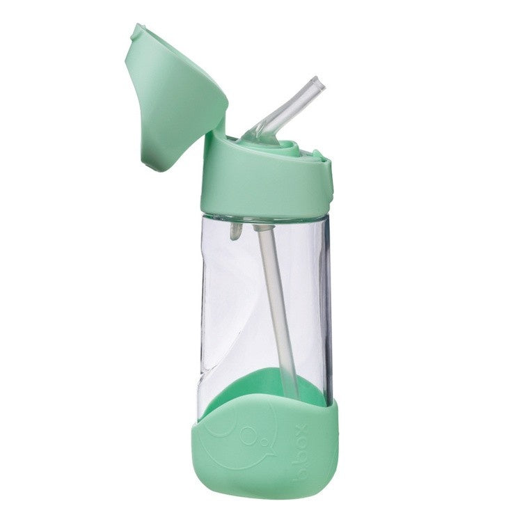 Butelka tritanowa ze słomką B.Box Spearmint – szczelna, z silikonową słomką i zamknięciem na przycisk, kolor: miętowy