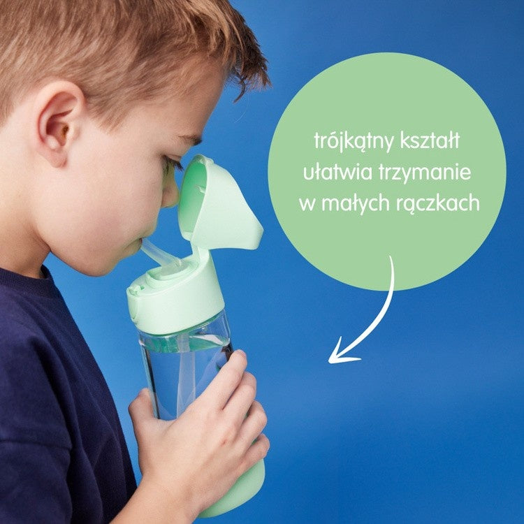 Butelka tritanowa ze słomką B.Box Spearmint – szczelna, z silikonową słomką i zamknięciem na przycisk, kolor: miętowy