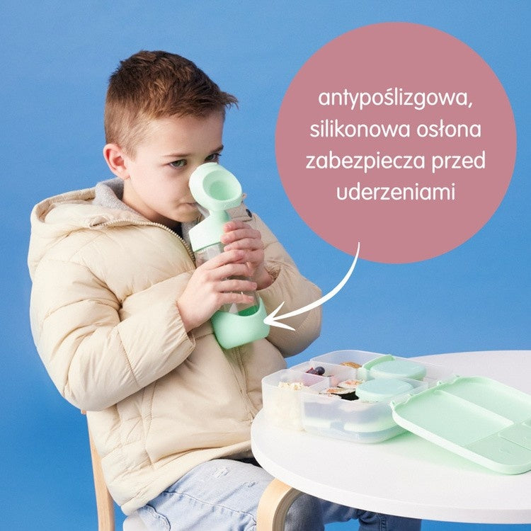 Butelka tritanowa ze słomką B.Box Spearmint – szczelna, z silikonową słomką i zamknięciem na przycisk, kolor: miętowy