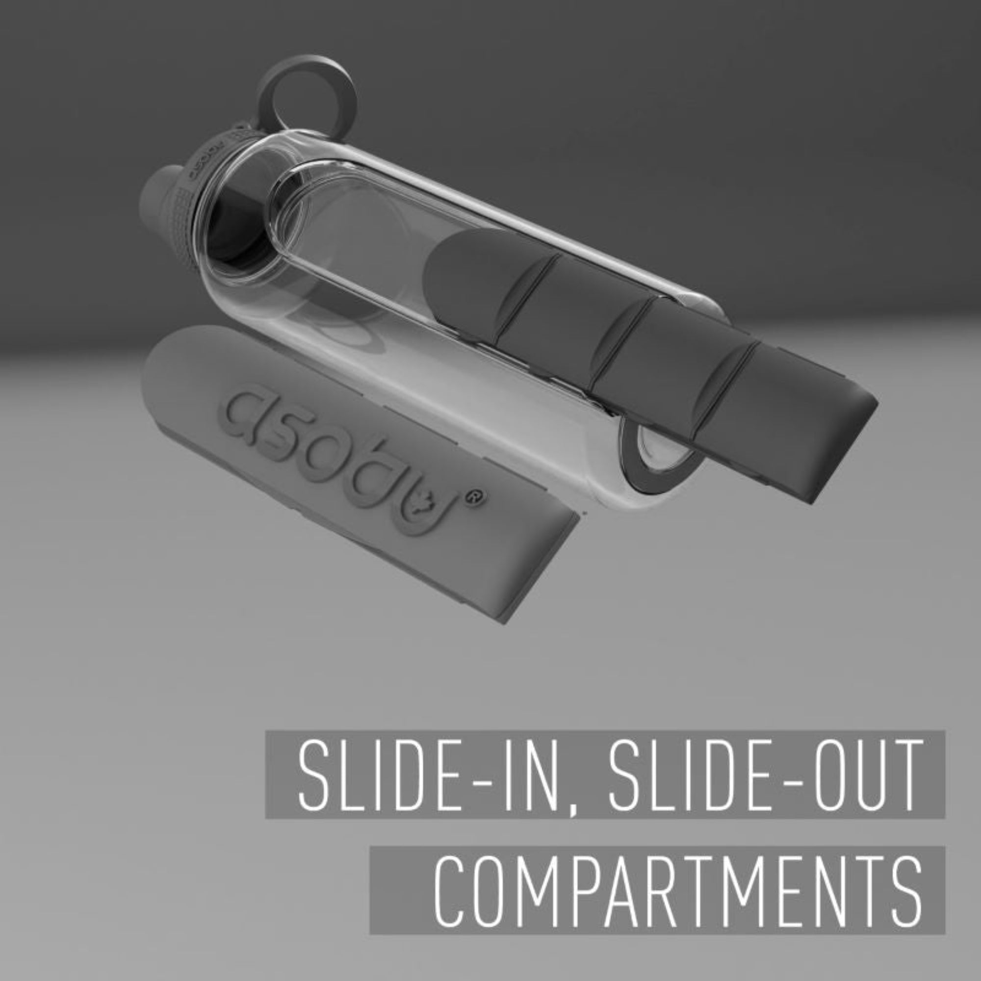 Butelka ASOBU Electrolyte czarna 1,3 l – wytrzymały tritan, wbudowany pojemnik na suplementy, szczelna i lekka, idealna dla aktywnych