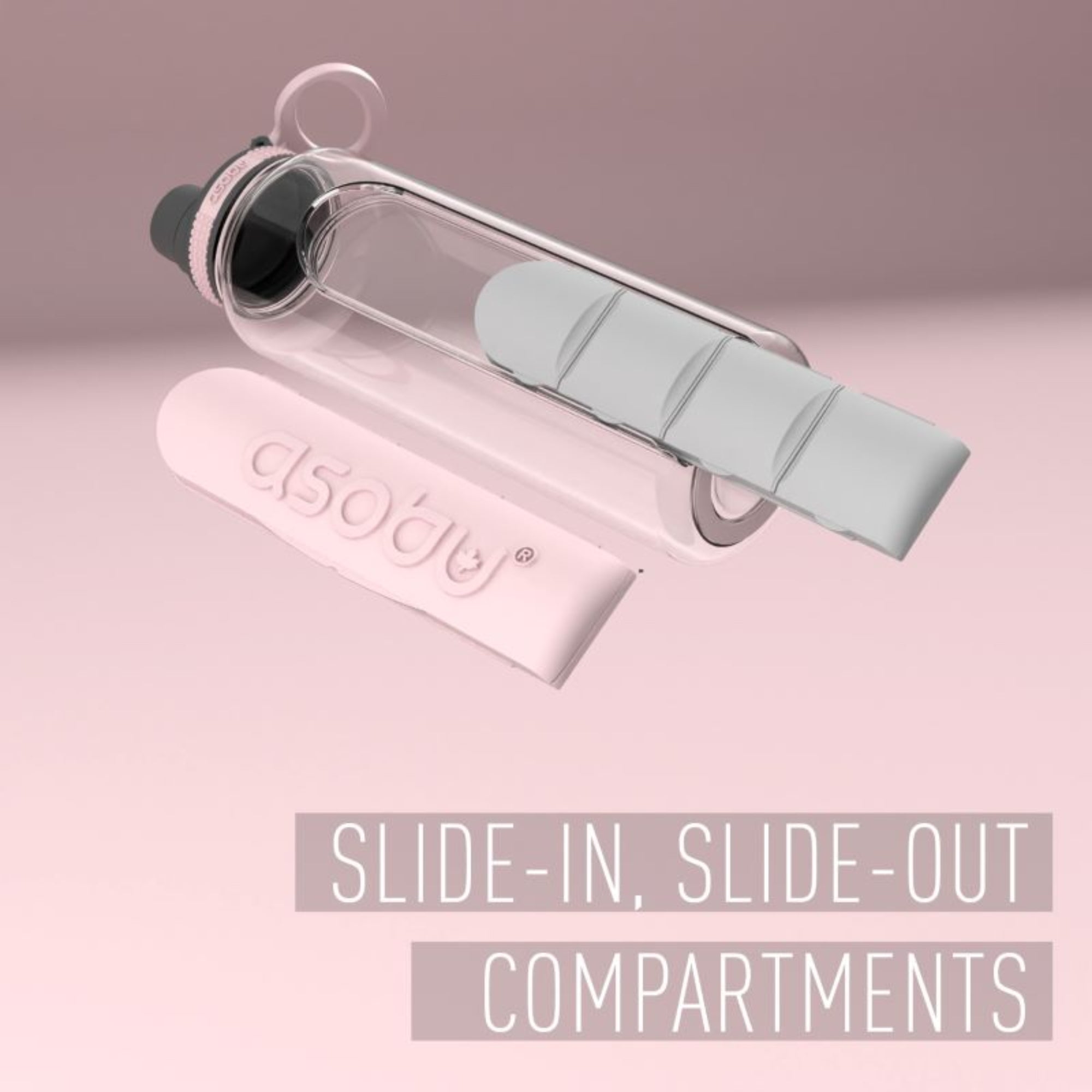 Butelka ASOBU Electrolyte różowa 1,3 l – wytrzymały tritan, wbudowany pojemnik na suplementy, szczelna i lekka, idealna dla aktywnych