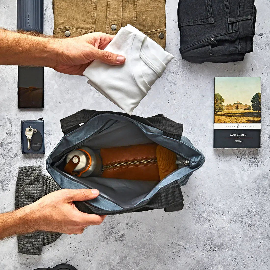 Black+Blum Insulated Tote Bag – szara torba termiczna na lunch i przekąski, zapinana na zamek, pojemna i elegancka